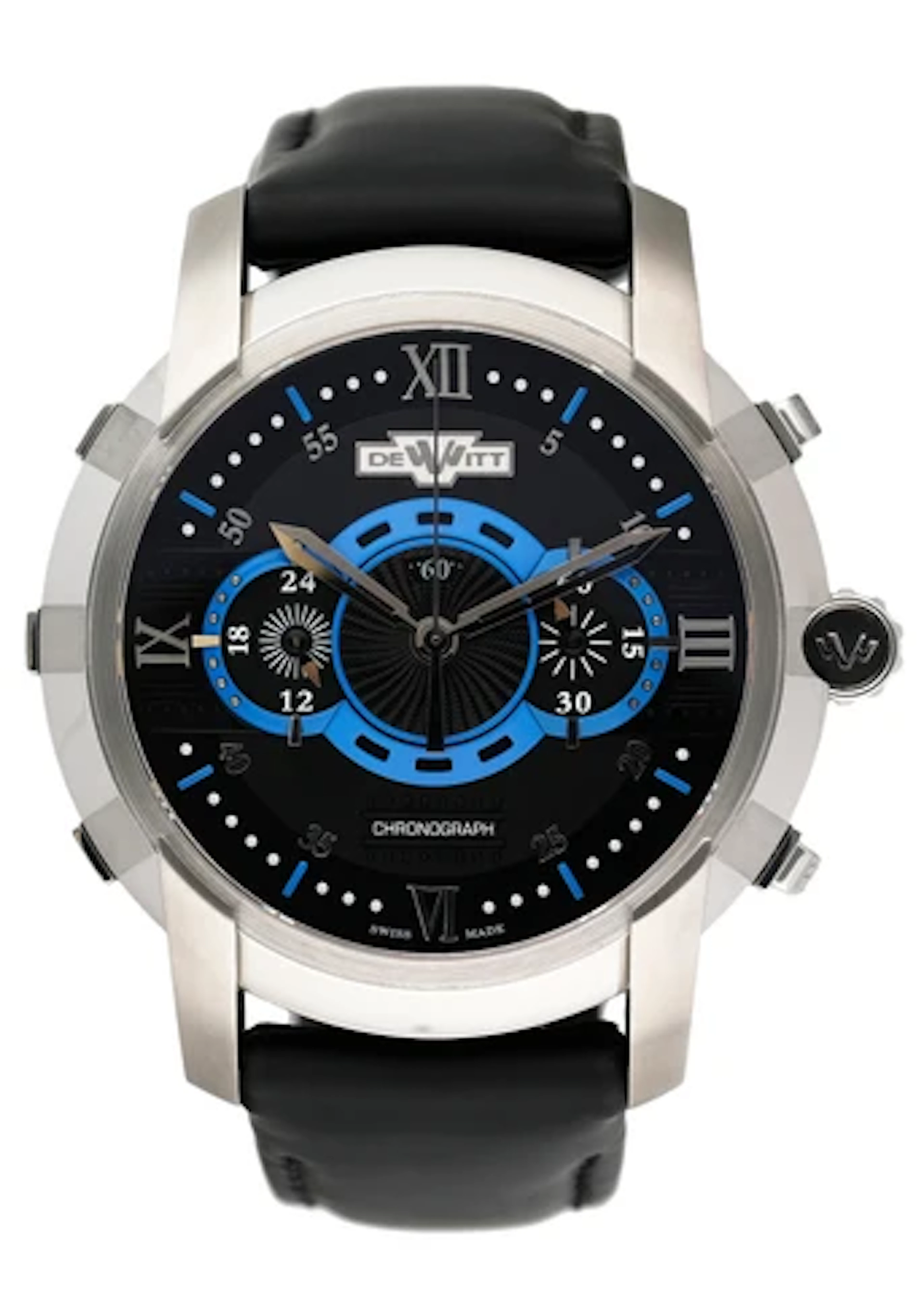 Dewitt Academia FTV.CHR.007.RFB Black Dial Mens Watch Box Papers