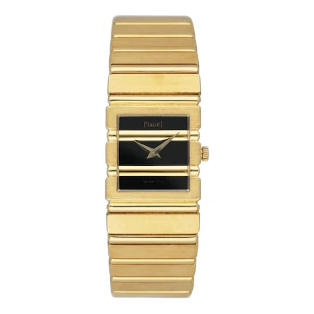 Piaget Polo Square 8131 C701 Black Dial 18K Yellow Gold Ladies Watch