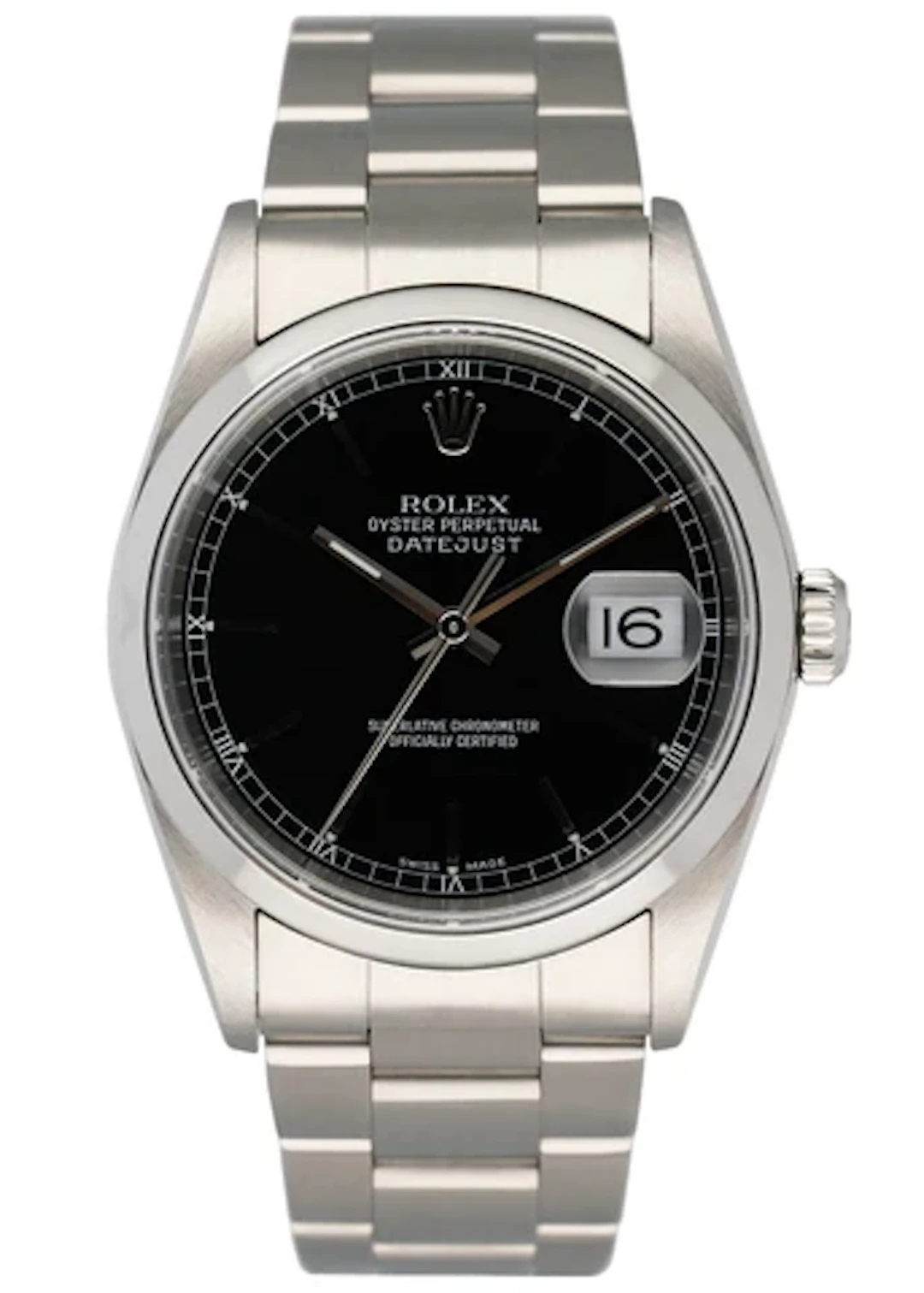 Rolex Datejust 16200 Black Dial Mens Watch