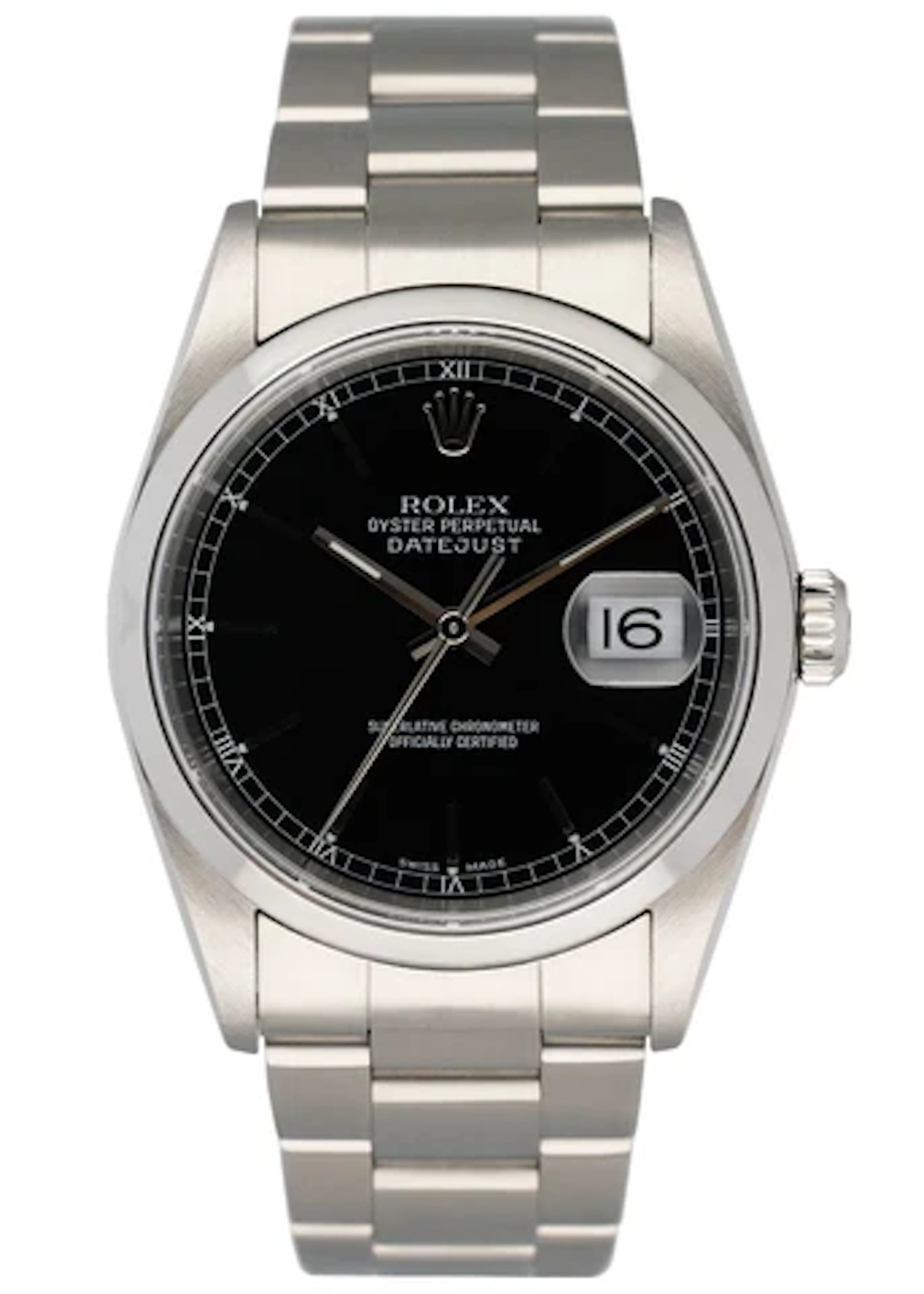 Rolex Datejust 16200 Black Dial Mens Watch
