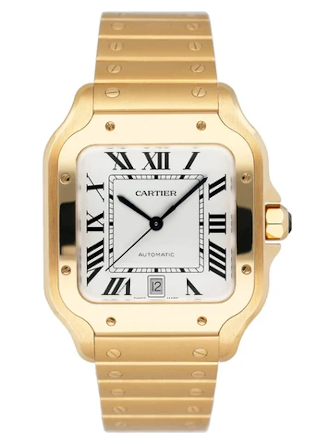 Cartier Santos WGSA0029 Large Yellow Gold Mens Watch Box Papers