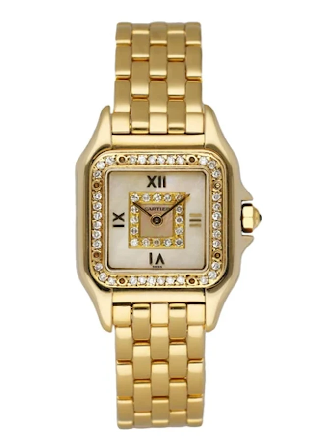 Cartier Panthere Mother of Pearl 18k Yellow Gold & Diamonds Ladies watch.