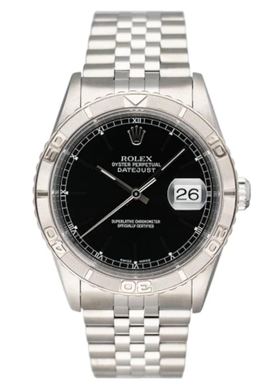 Rolex Oyster Datejust Turn-O-Graph 16264 Black Dial Mens Watch