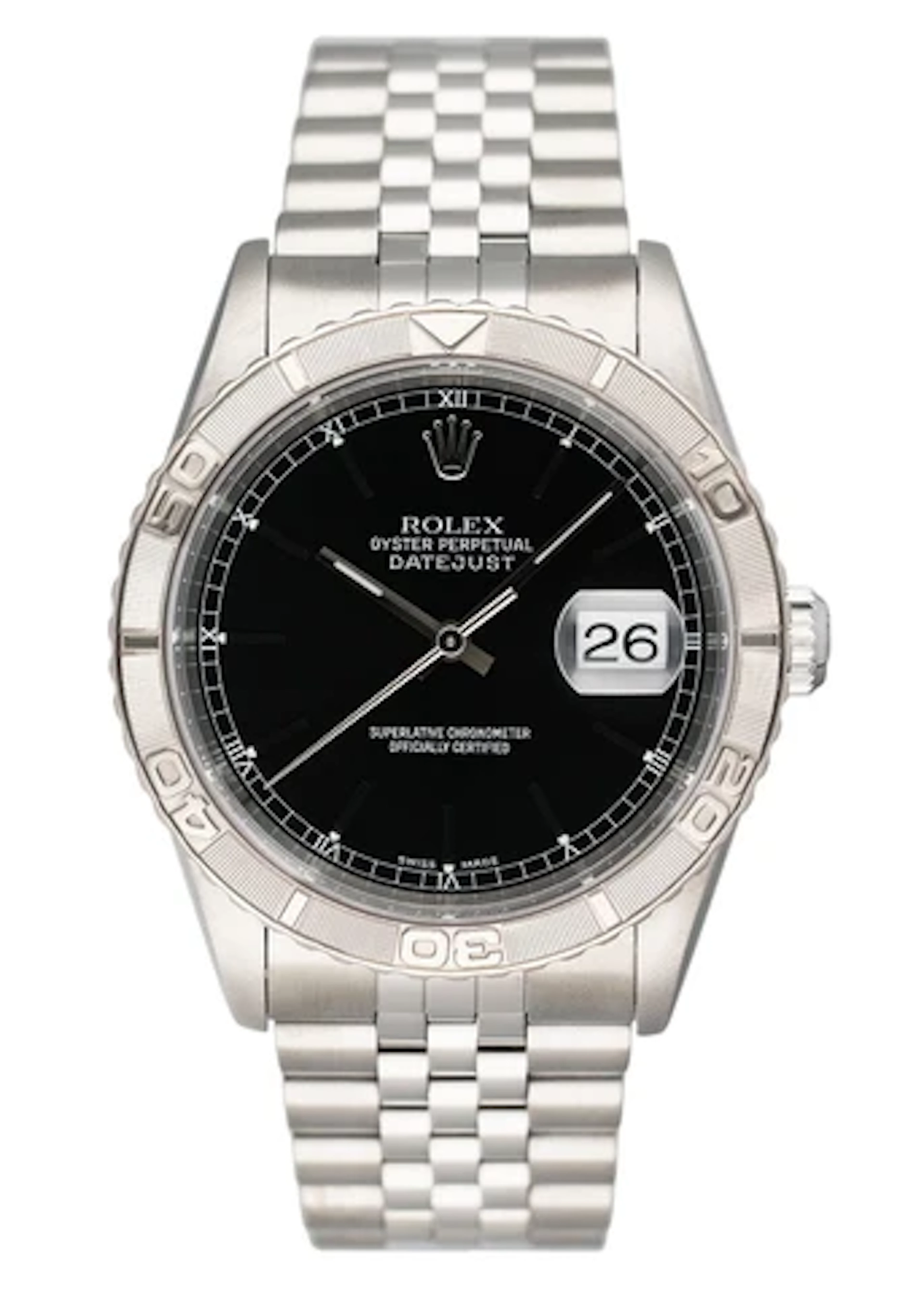 Rolex Oyster Datejust Turn-O-Graph 16264 Black Dial Mens Watch