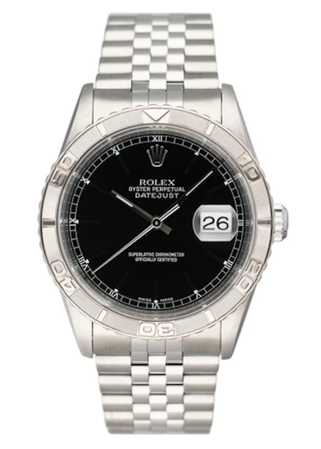 Rolex Oyster Datejust Turn-O-Graph 16264 Black Dial Mens Watch