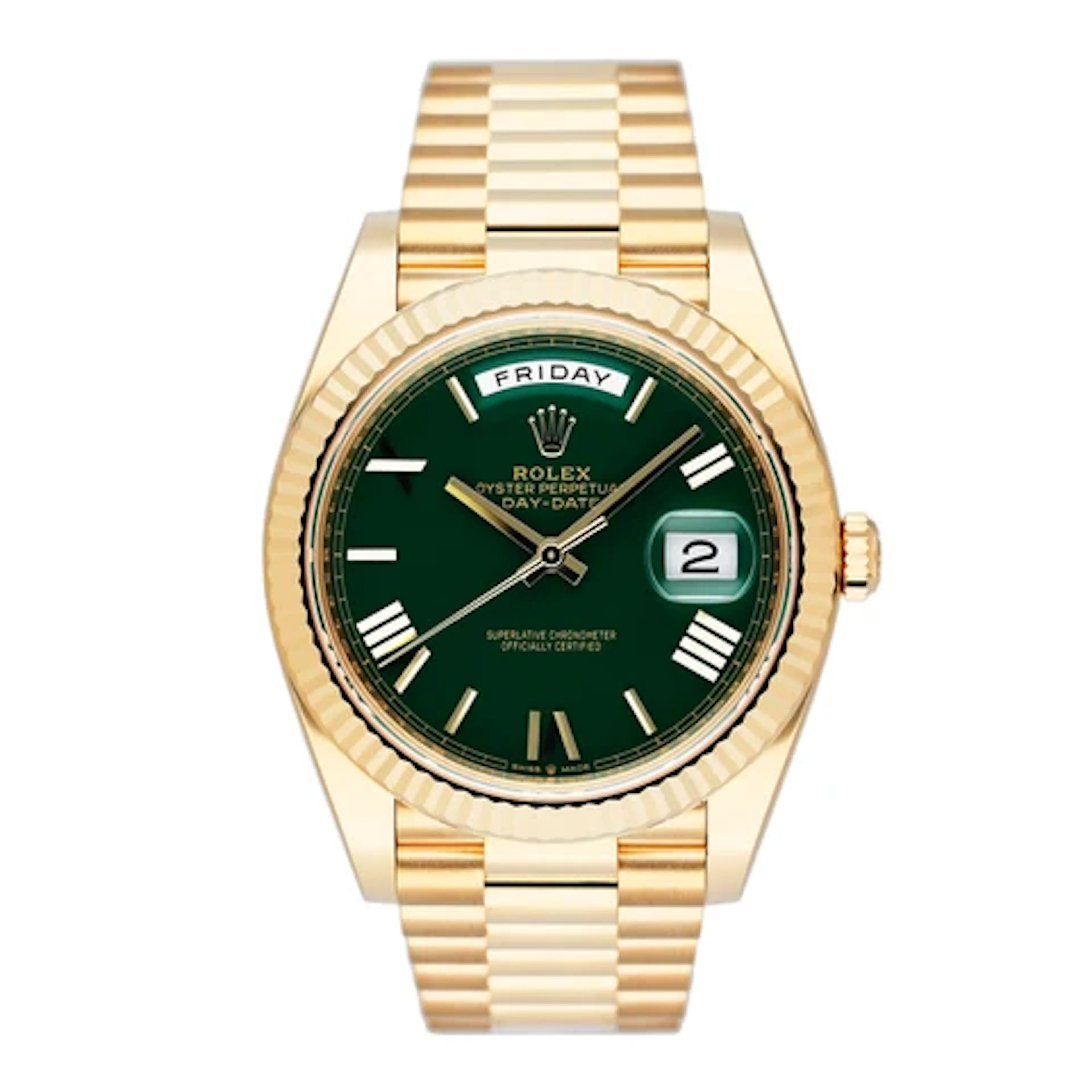 Rolex Day-Date 228238 Green Dial 18K Yellow Gold Mens Watch Box Papers