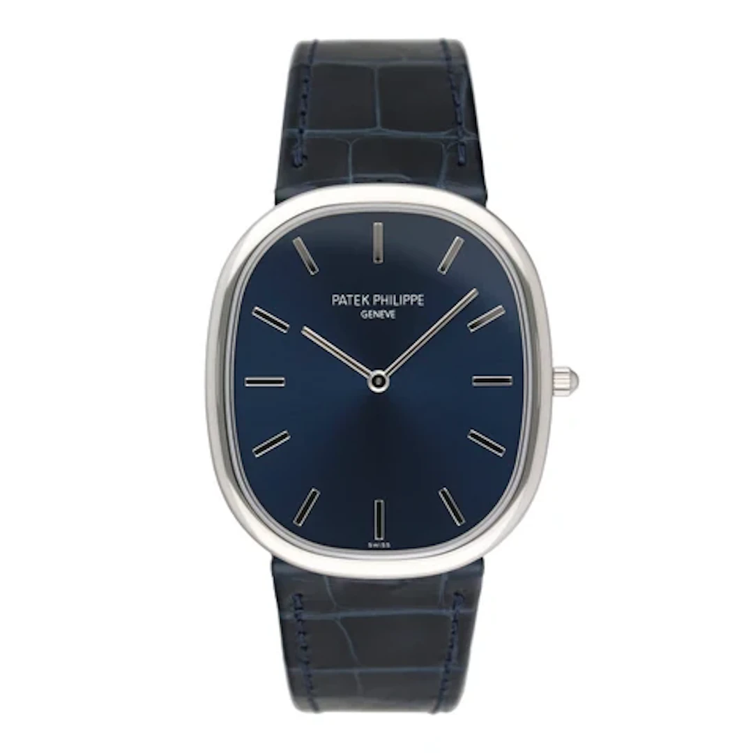 Patek Philippe Golden Ellipse 5738P-001 Blue Dial Mens Watch Box Papers