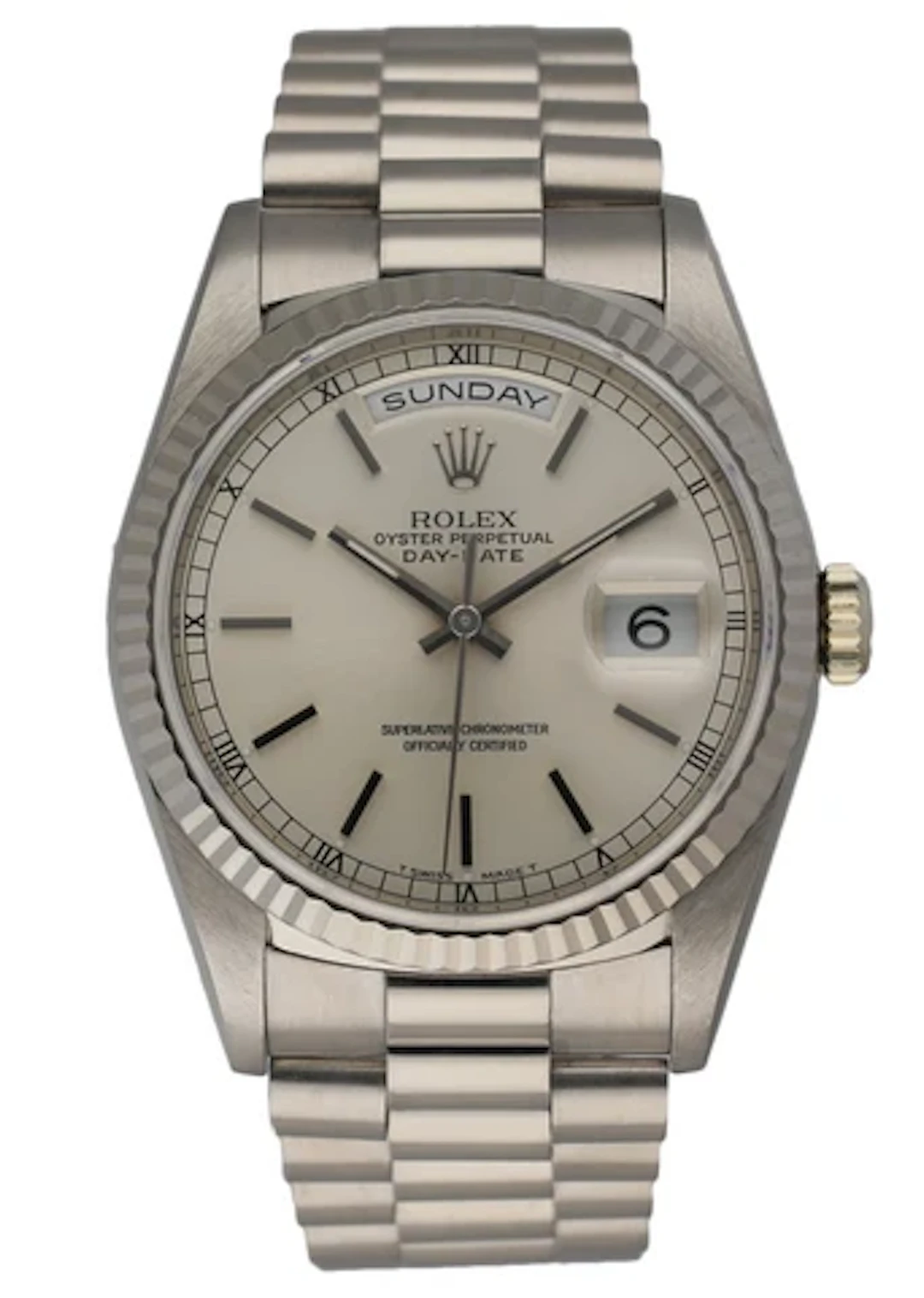 Rolex Day Date 18239 18K White Gold Men's Watch Box & Papers