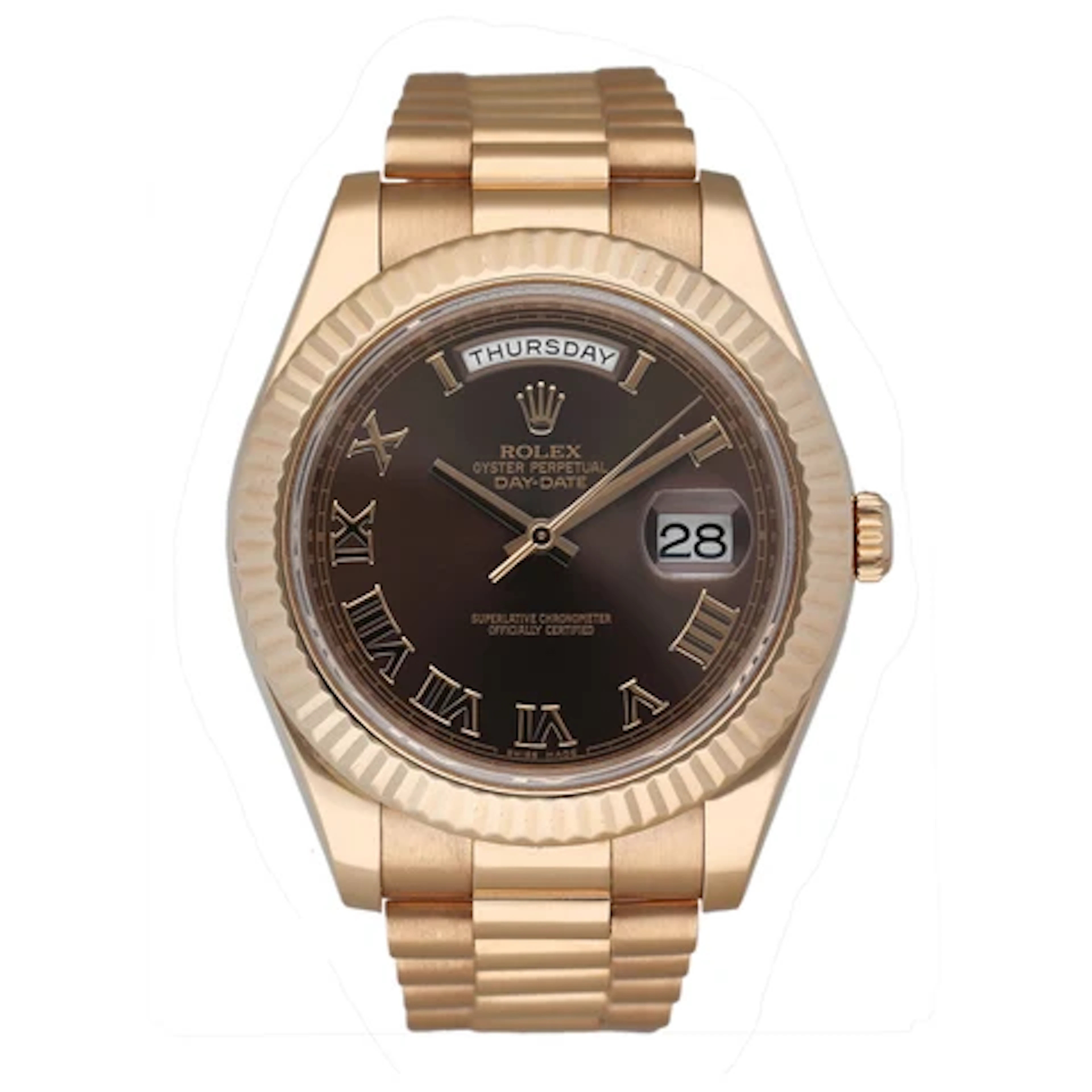 Rolex Day Date 41 218235 Chocolate Dial 18k Rose Gold Mens Watch Box Papers