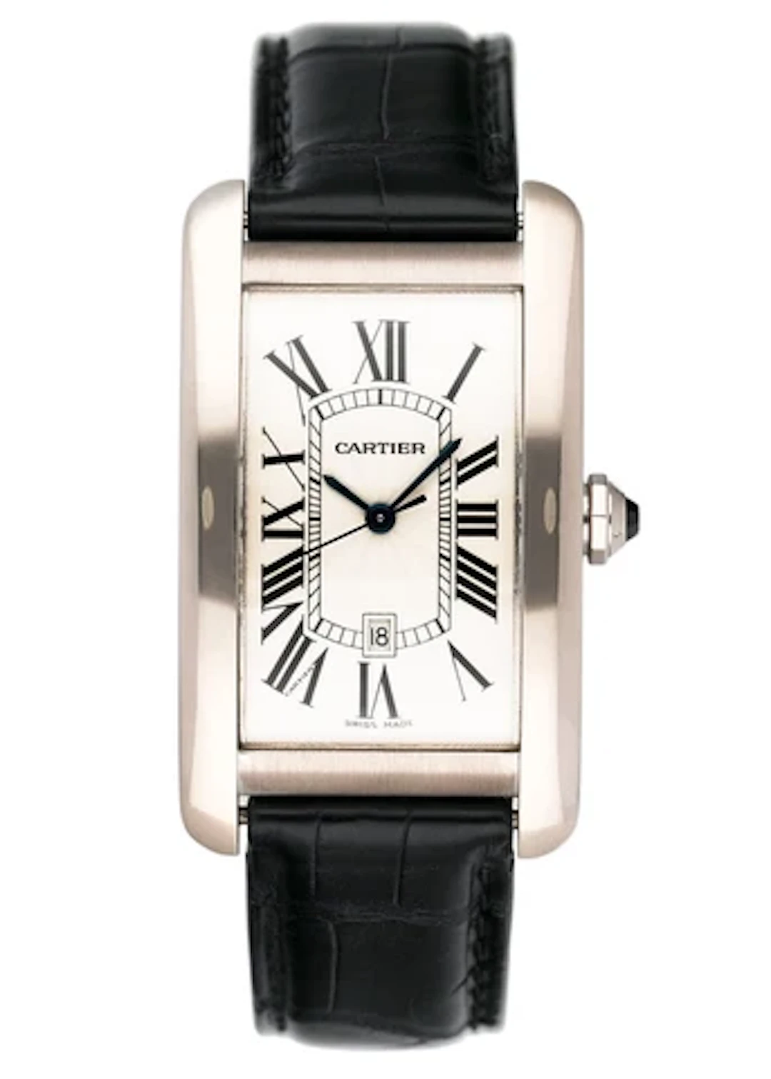 Cartier Tank Americaine Large W2603256 Rhodiumized 18K White Gold Mens Watch