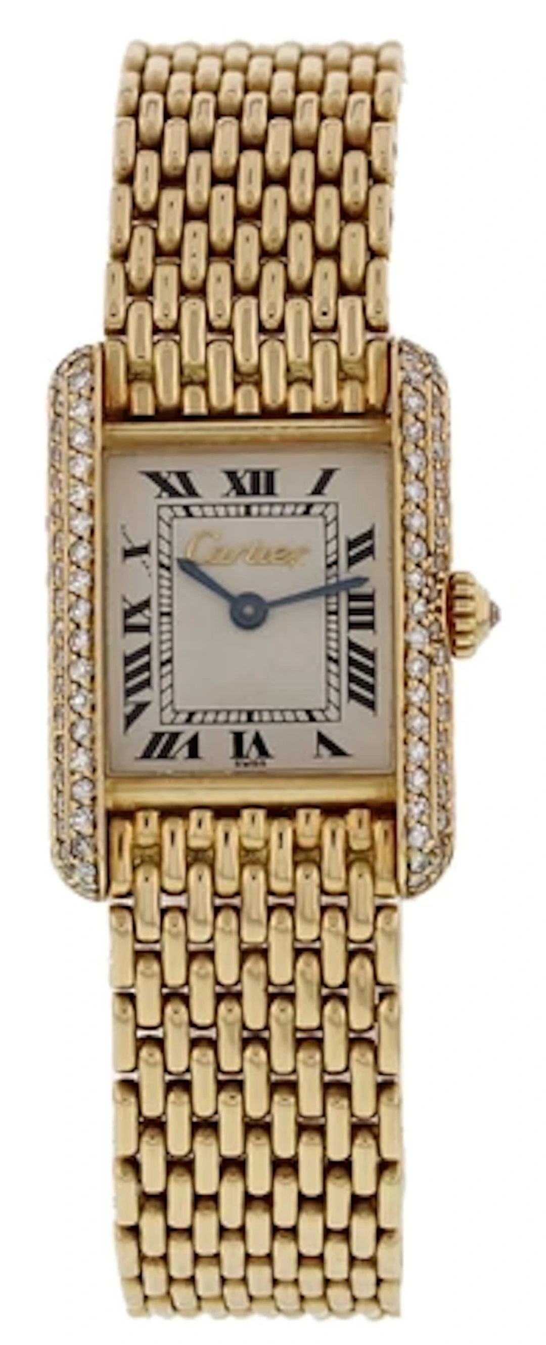 Cartier Tank Louis 18K Yellow Gold Factory Diamonds Box & Papers