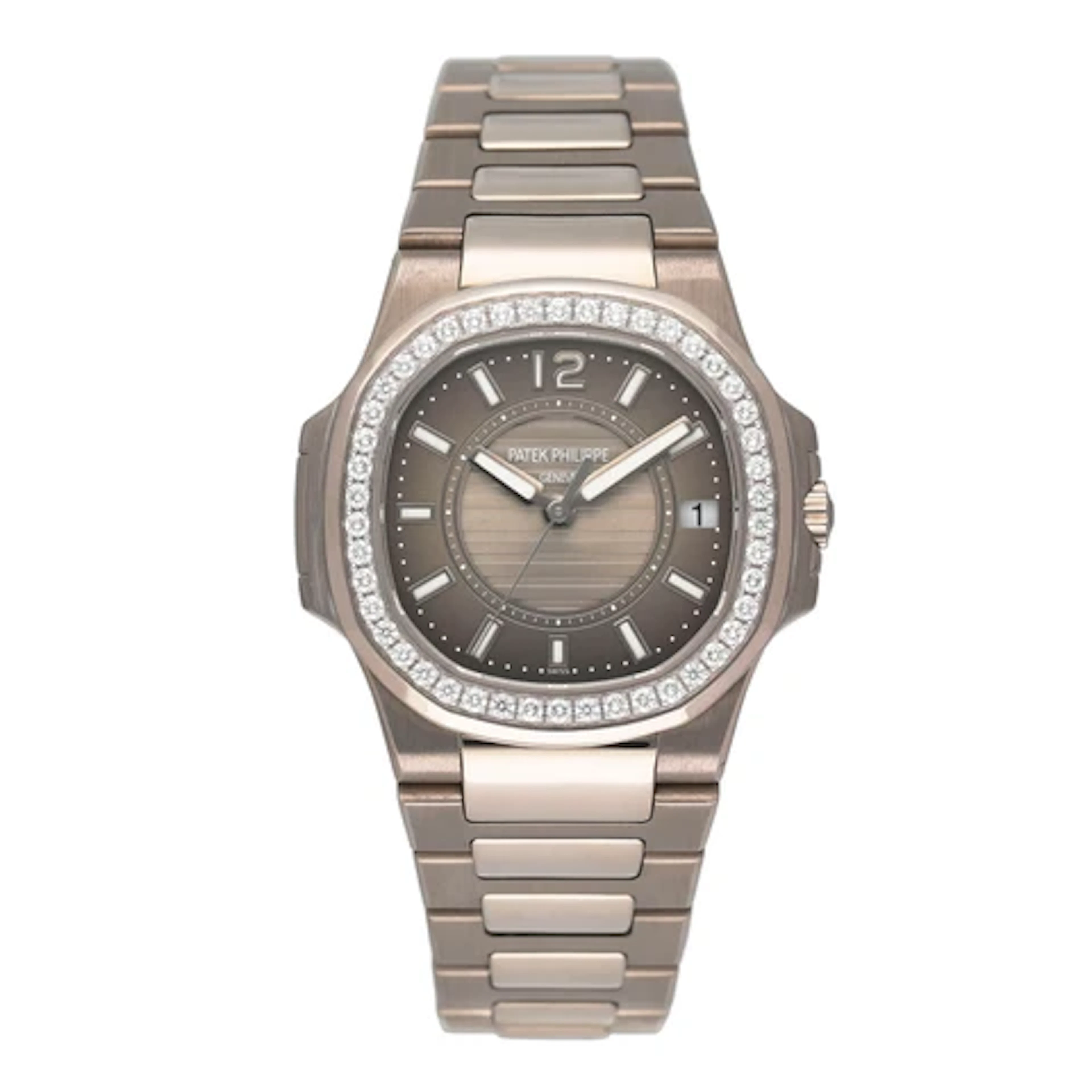 Patek Philippe Nautilus 7010/1G-010 Diamond Grey Dial Ladies Watch Box Papers