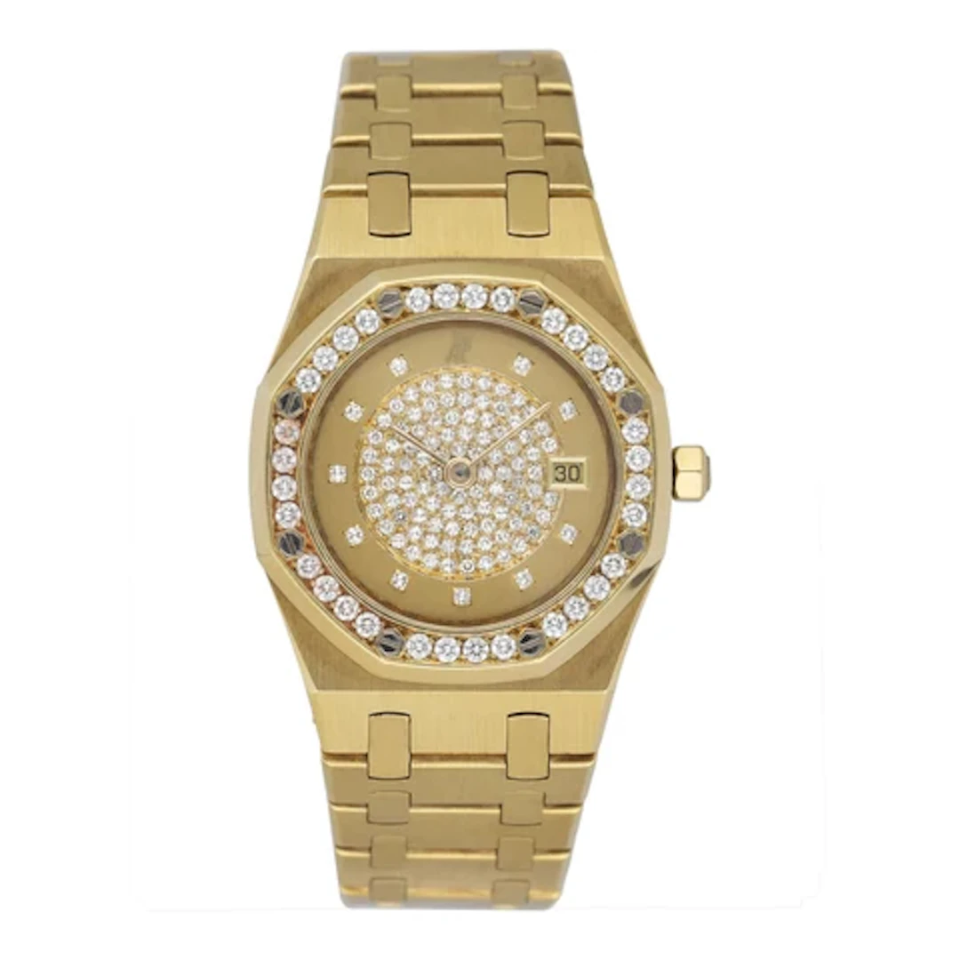 Audemars Piguet Royal Oak 14587BA Pave Dial 18K Yellow Gold Ladies