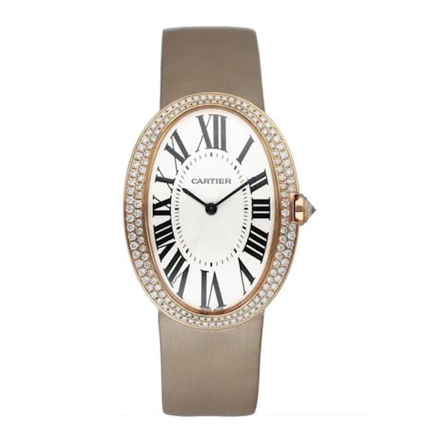 Cartier Baignoire WB520005 Diamond Silver Dial Mens Watch Box Papers