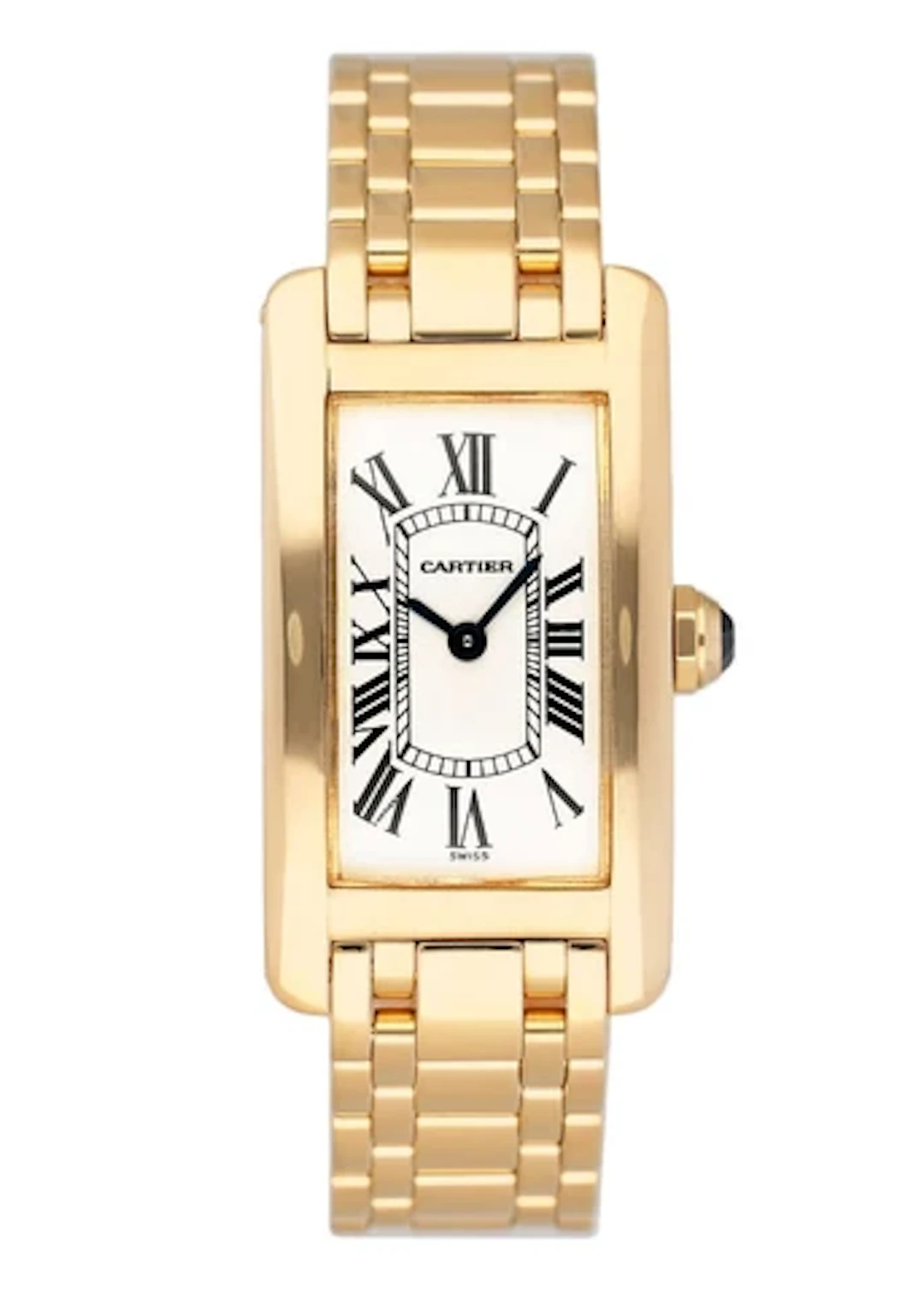 Cartier Tank Americaine W26015K2 18K Yellow Gold Ladies Watch Box Papers