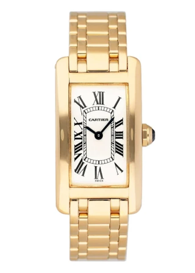 Cartier Tank Americaine W26015K2 18K Yellow Gold Ladies Watch Box Papers