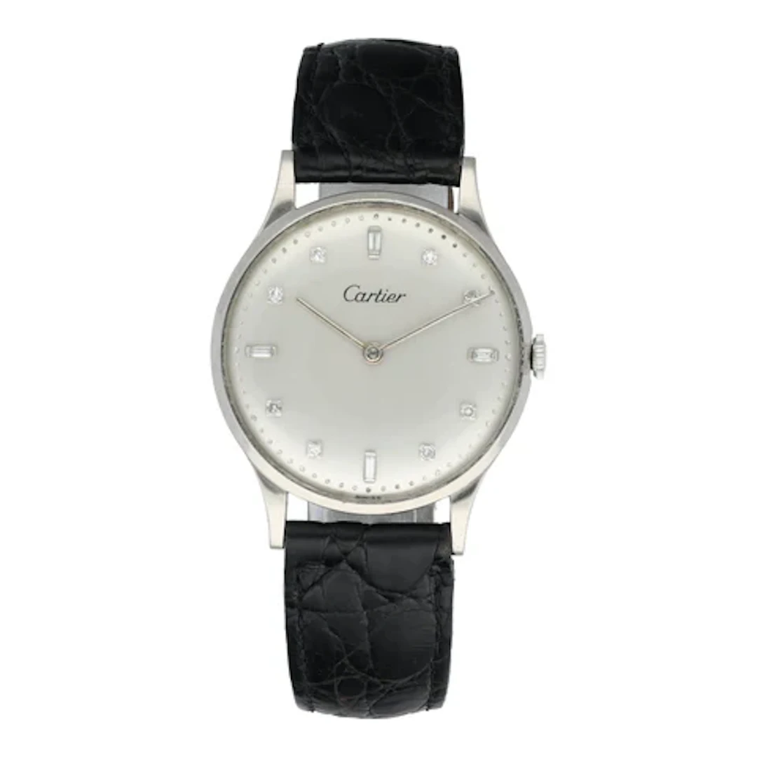 Rare Vintage Cartier Diamond Dial Mens Watch