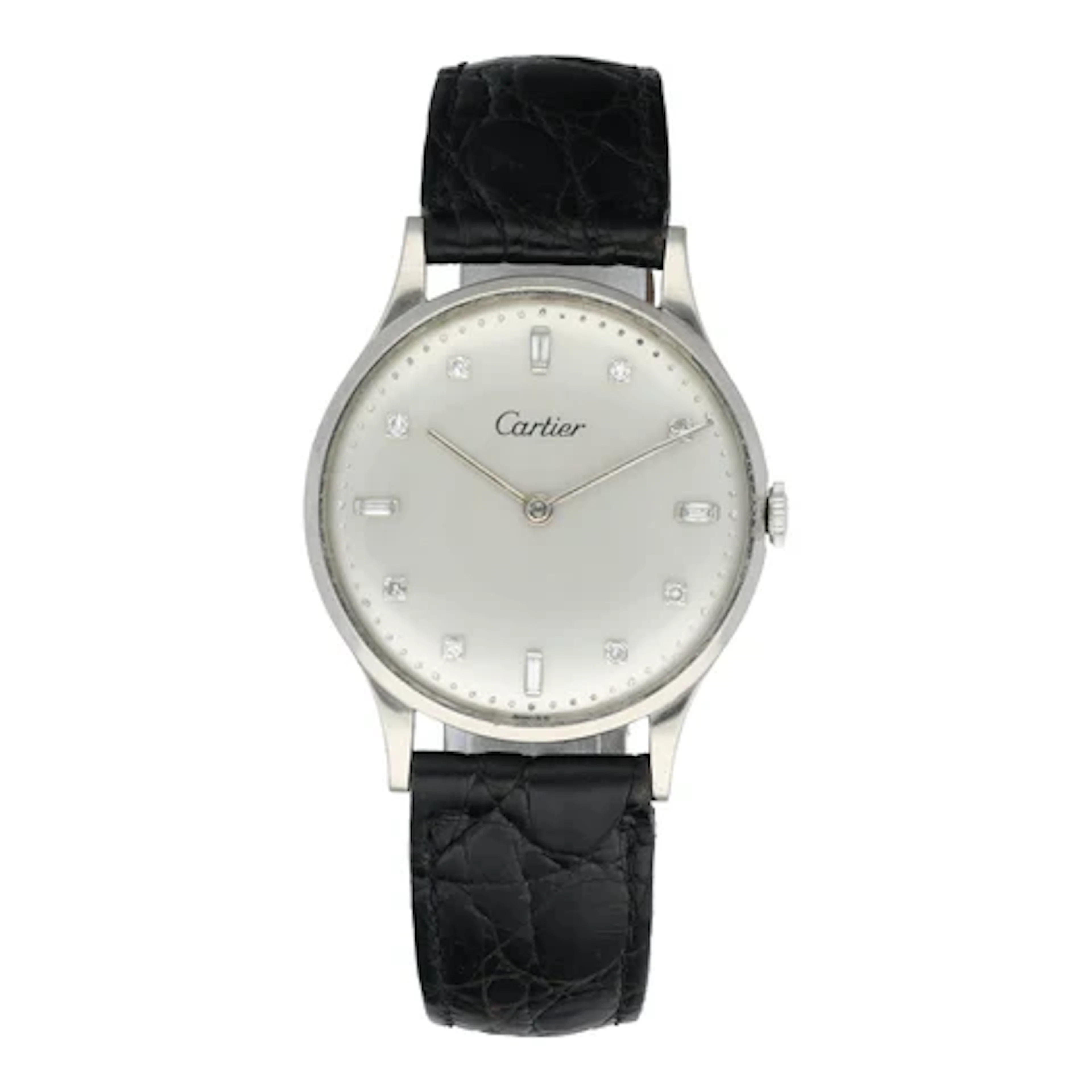 Rare Vintage Cartier Diamond Dial Mens Watch