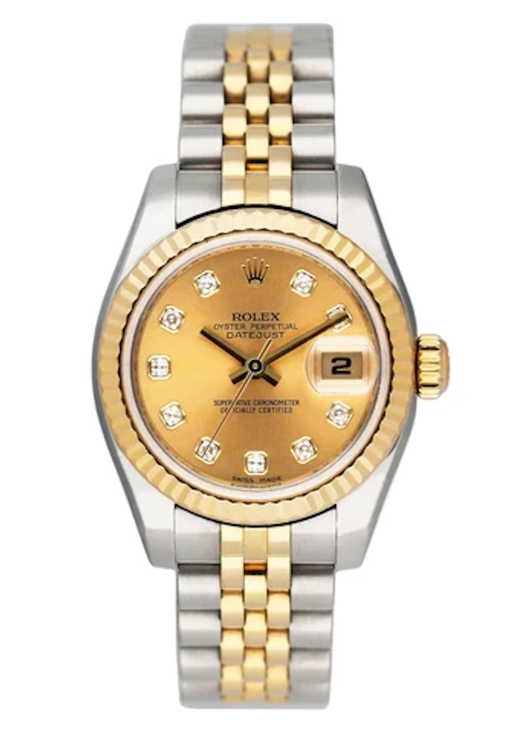 Rolex Datejust 179173 Diamond Champagne Dial Ladies Watch Box Papers