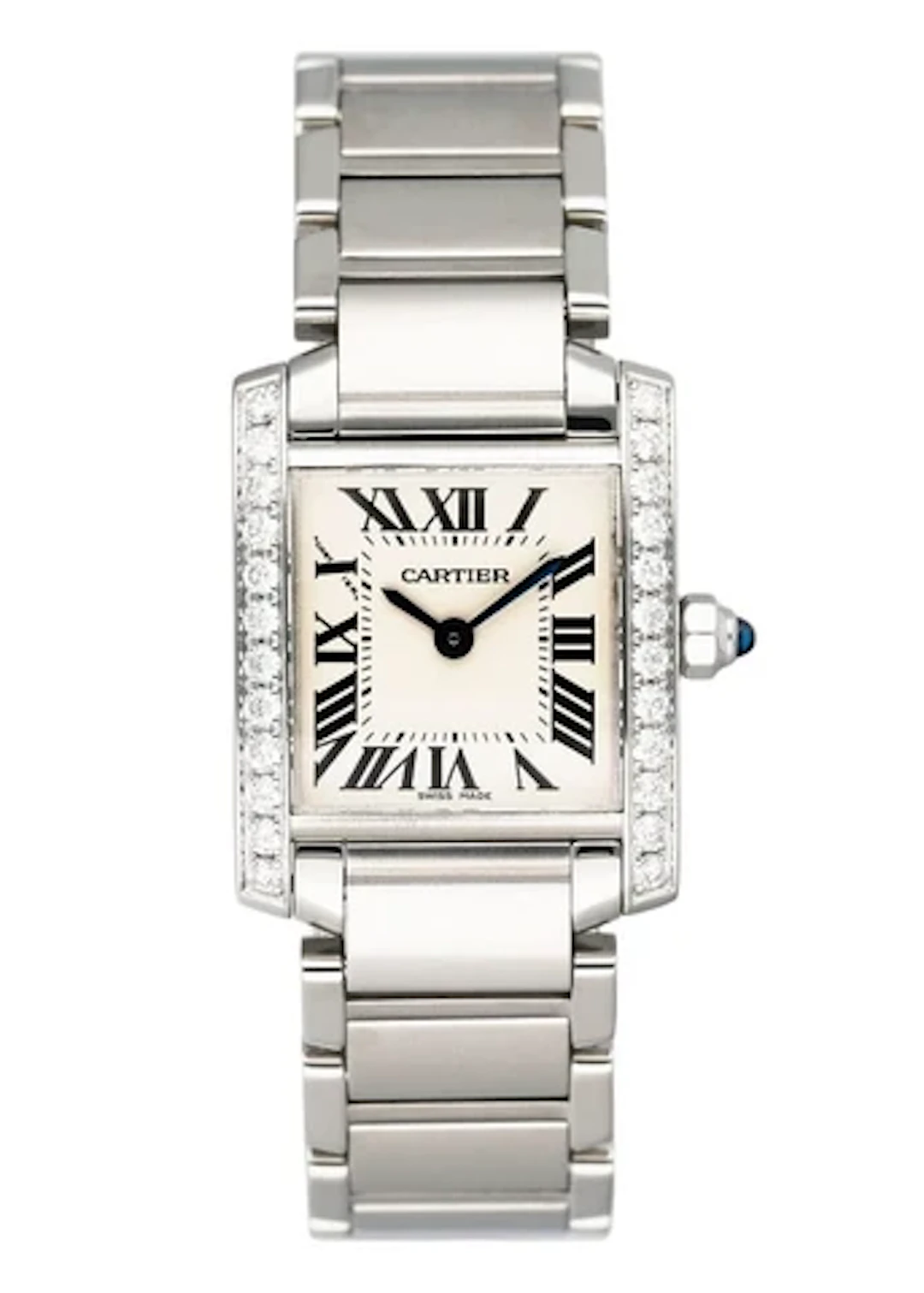 Cartier Tank Francaise W4TA0008 Diamond Stainless Steel Ladies Watch Box Papers