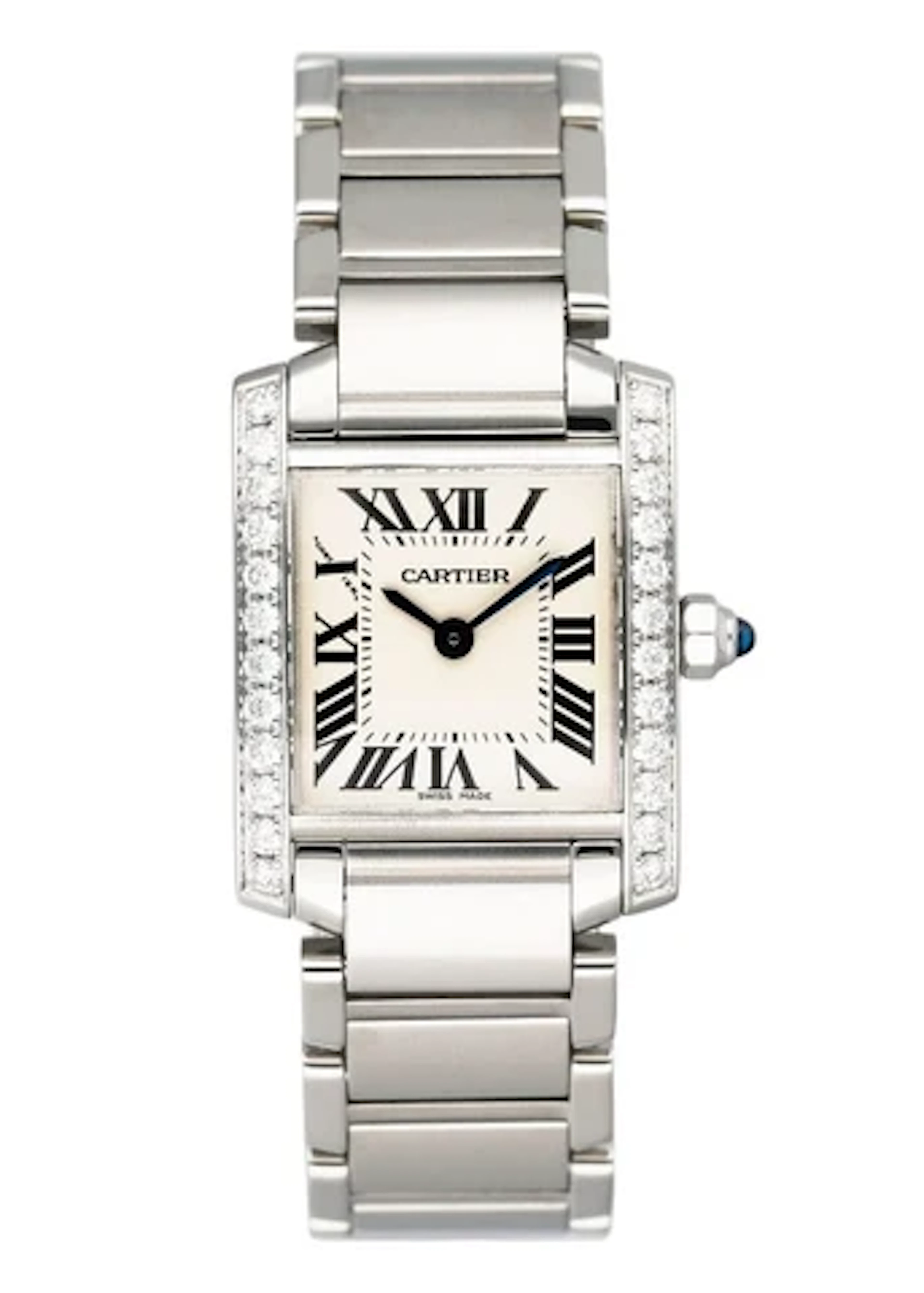 Cartier Tank Francaise W4TA0008 Diamond Stainless Steel Ladies Watch Box Papers