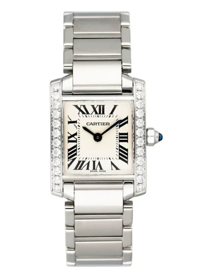 Cartier Tank Francaise W4TA0008 Diamond Stainless Steel Ladies Watch Box Papers