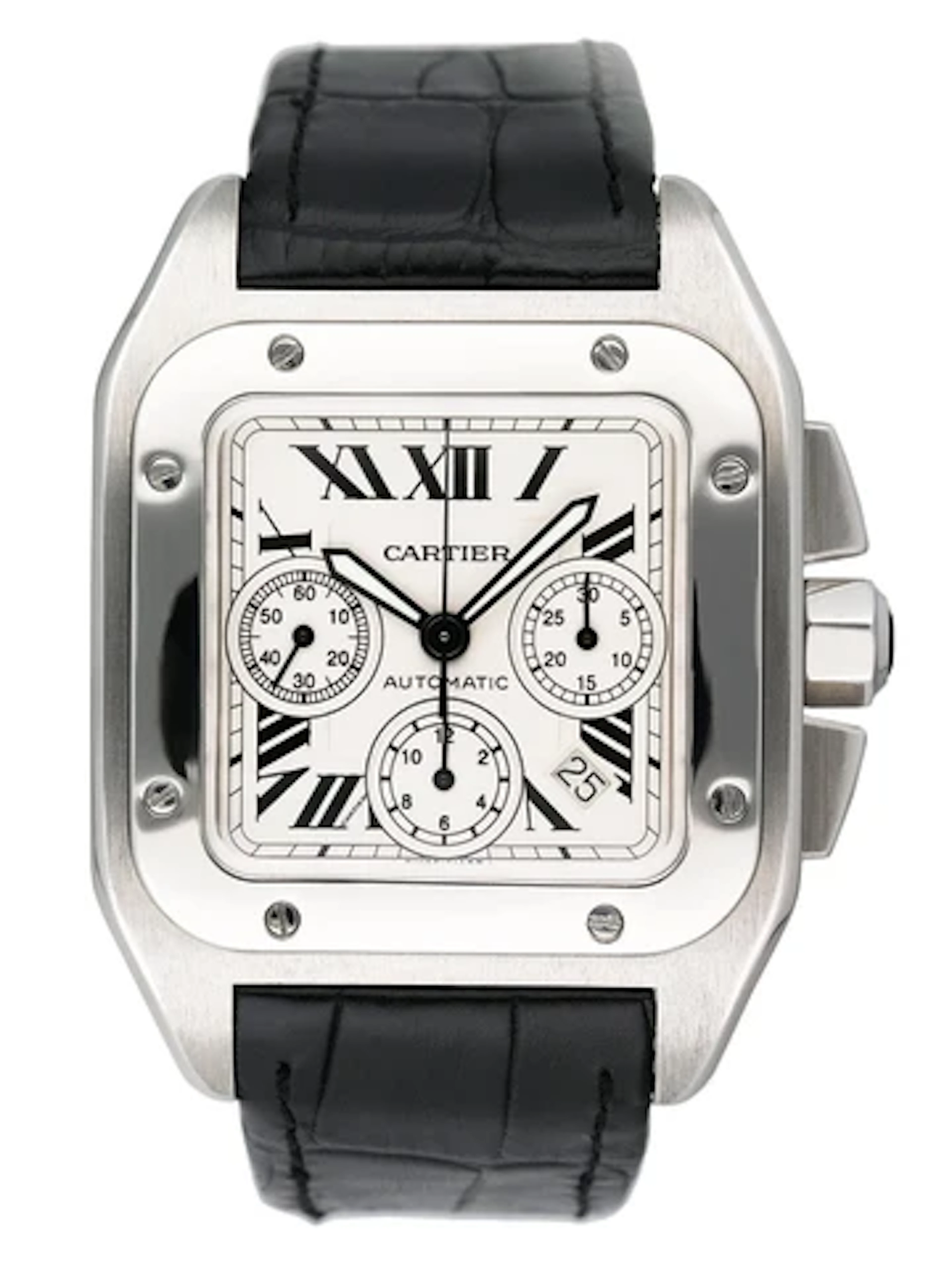 Cartier Santos-100 XL W20090X8 Chronograph Steel Mens Watch