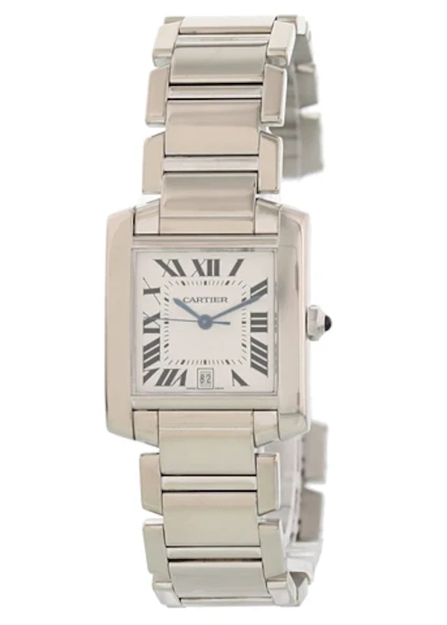 Cartier Tank Francaise W50011S3 18k White Gold Automatic Mens Watch