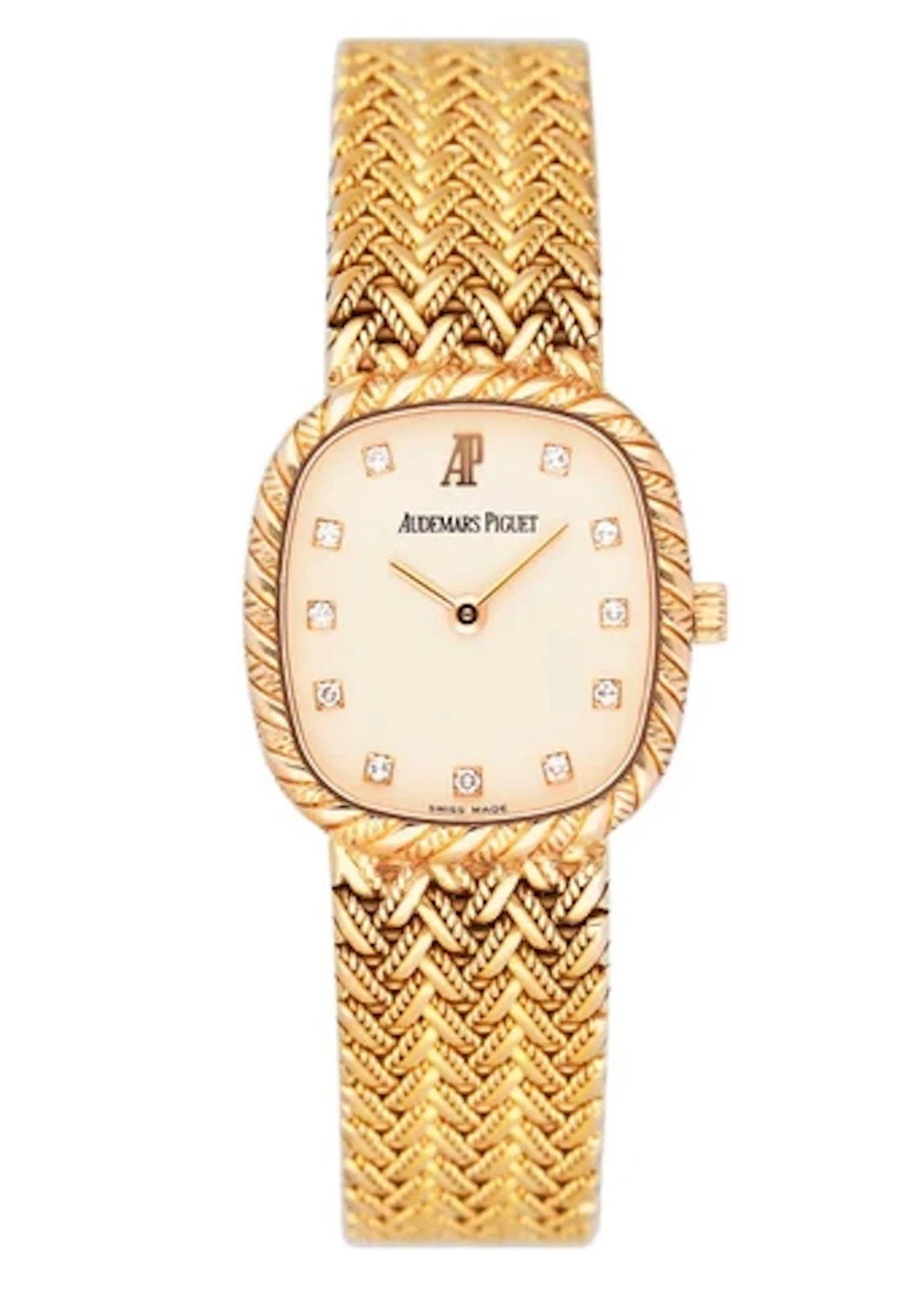 Audemars Piguet Vintage Diamond Cream Dial 18K Yellow Gold Ladies Watch