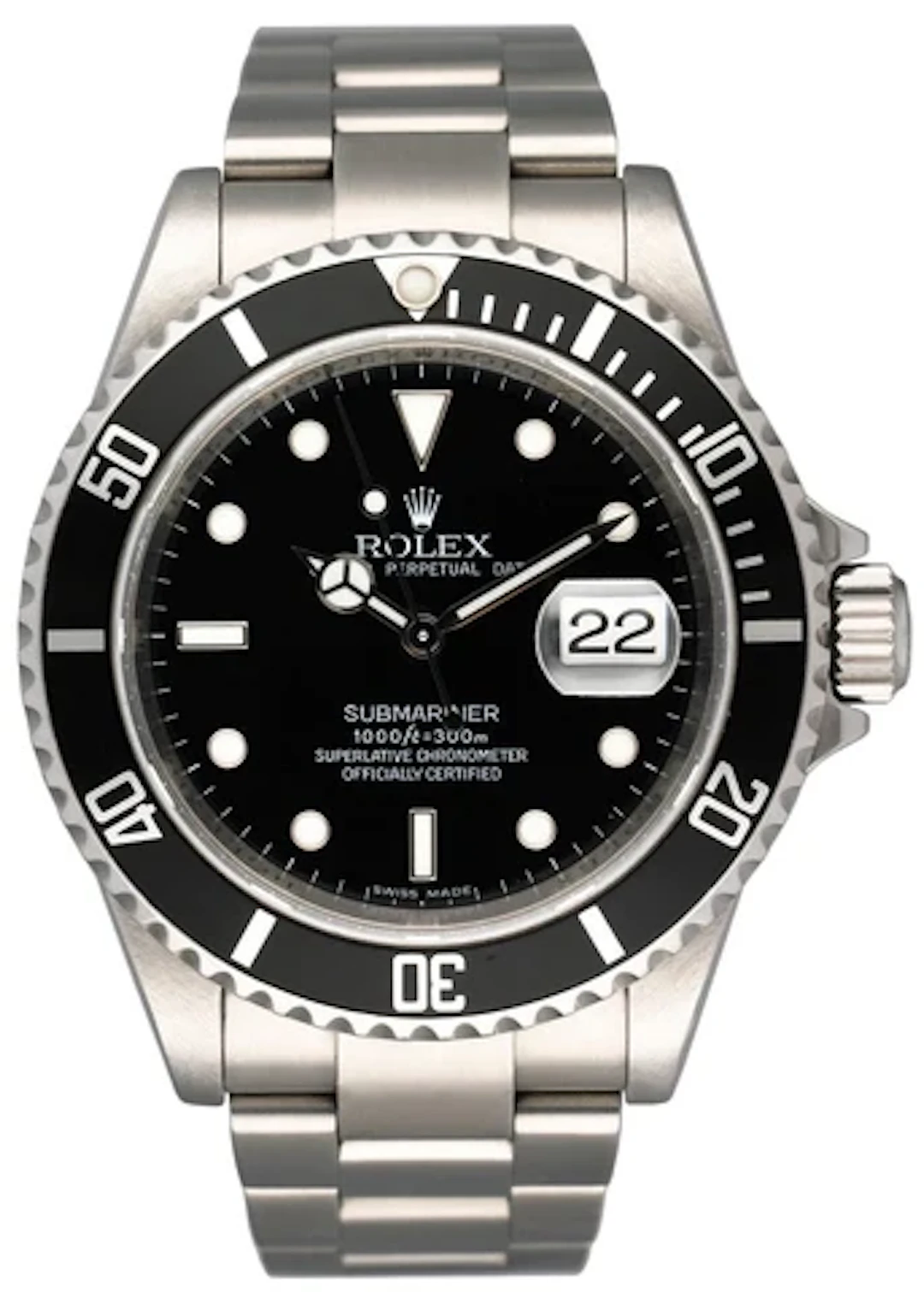 Rolex Oyster Perpetual Submariner 16610T Engraved Rehaut Mens Watch