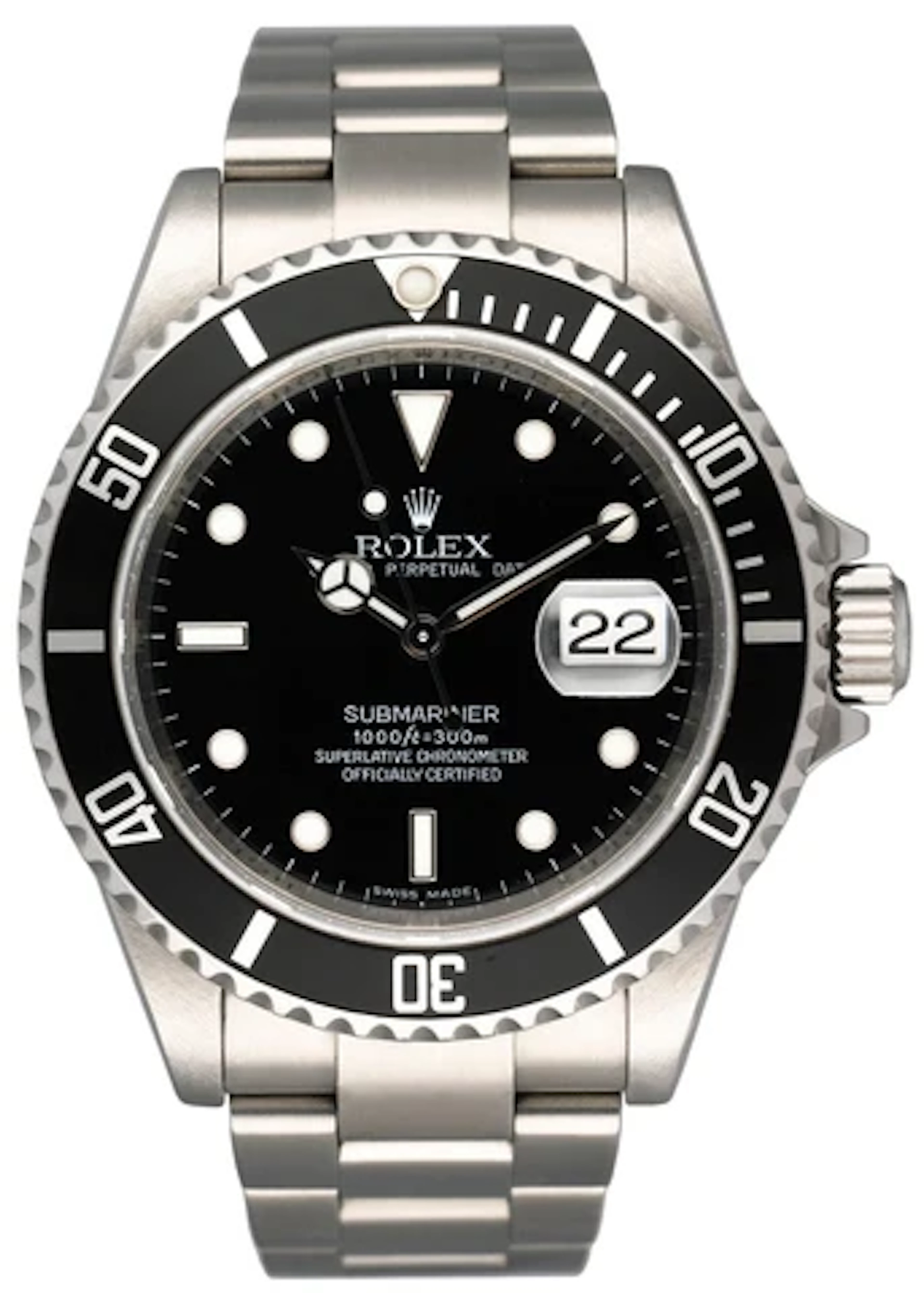Rolex Oyster Perpetual Submariner 16610T Engraved Rehaut Mens Watch