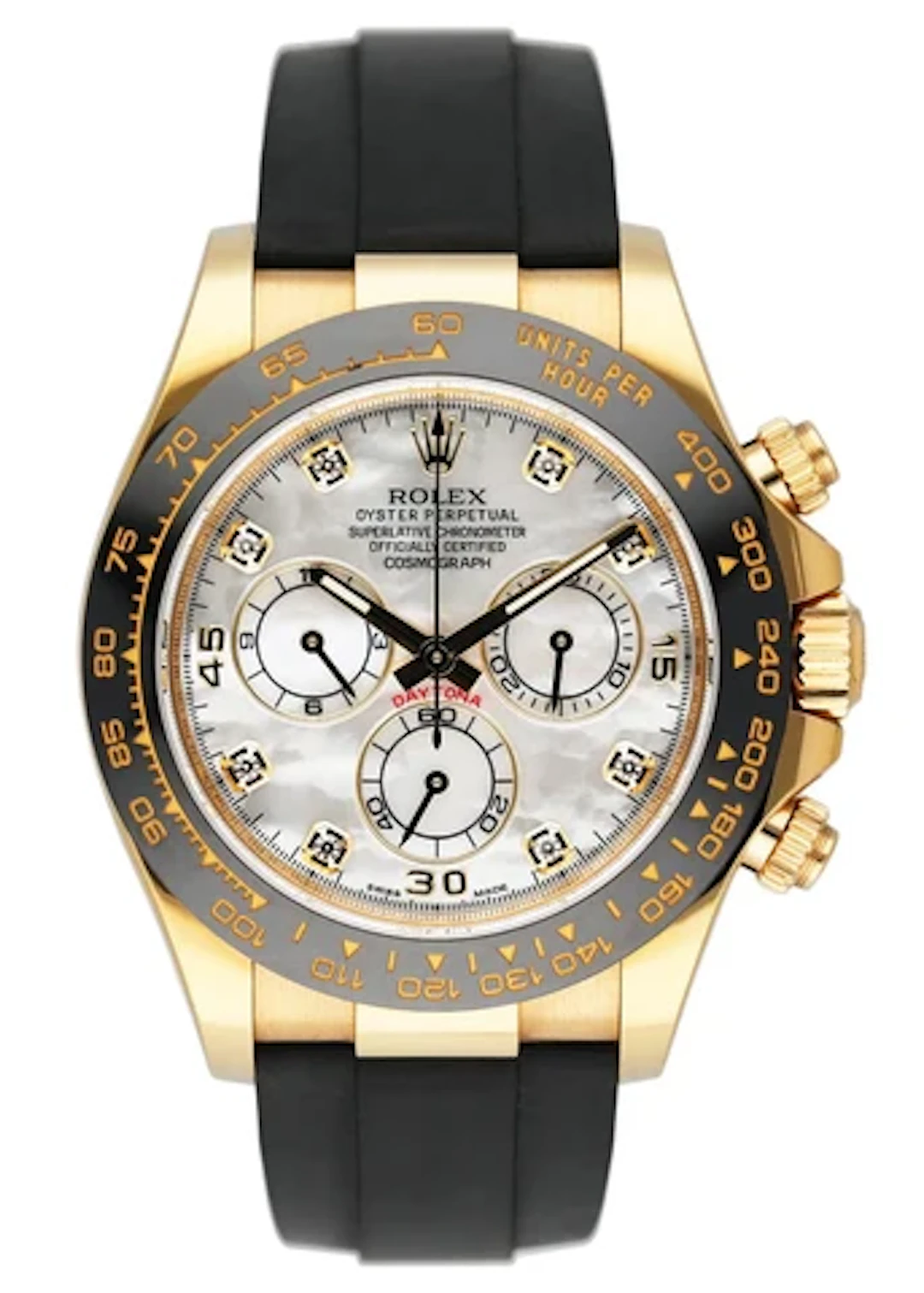Rolex Daytona 116518LN MOP Diamond dial Yellow Gold Mens Watch Box Papers