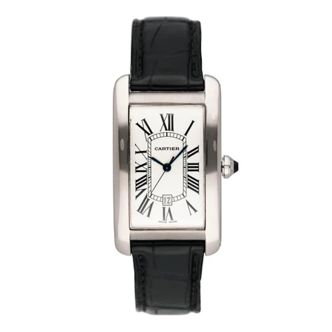 Cartier Tank Americaine W2605556 18K White Gold Mens Watch