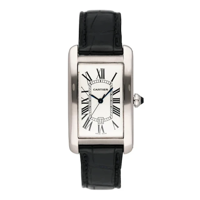 Cartier Tank Americaine W2605556 18K White Gold Mens Watch