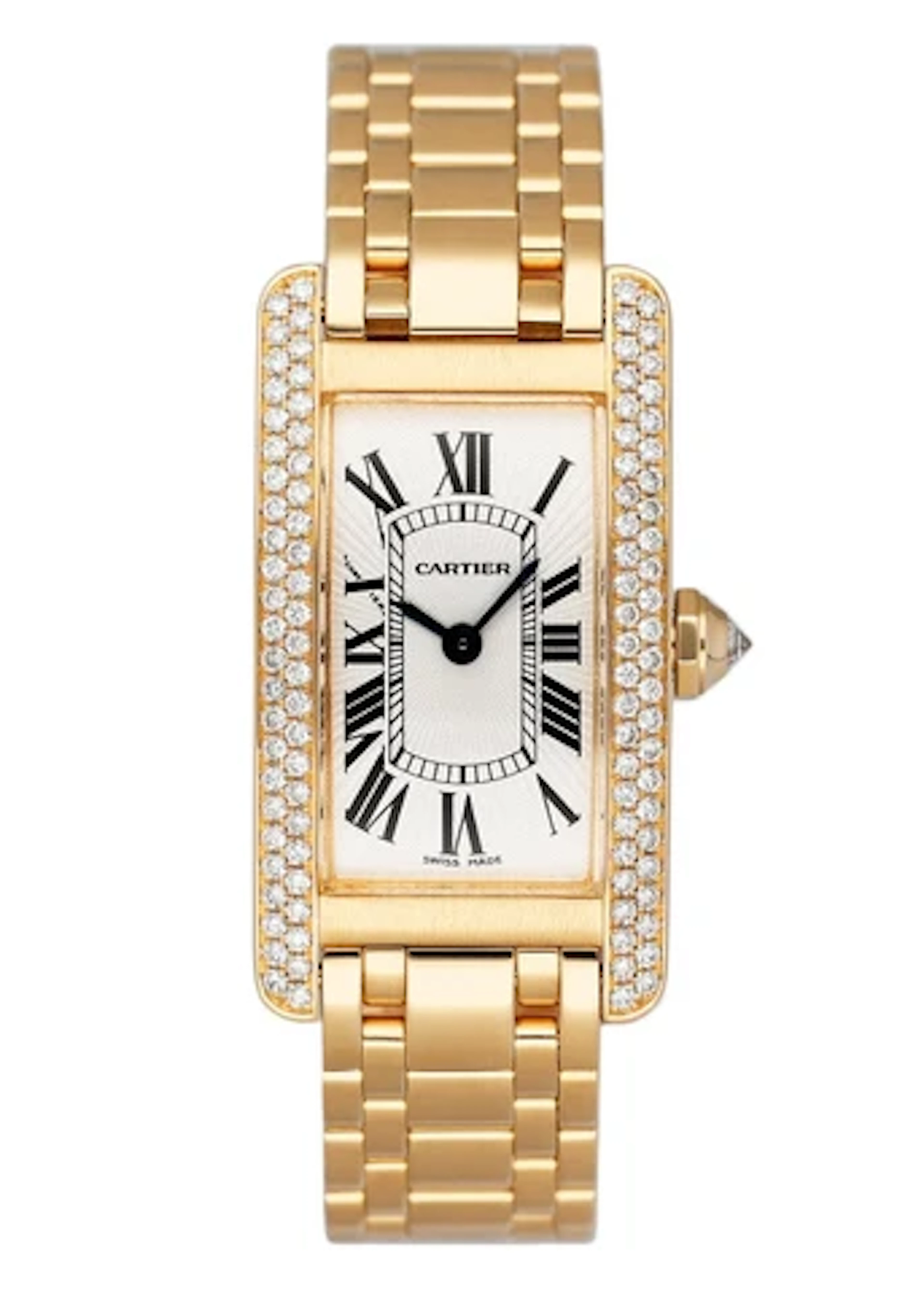 Cartier Tank Americaine WB7012K2 Diamond Silver Dial Ladies Watch