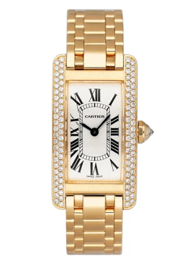 Cartier Tank Americaine WB7012K2 Diamond Silver Dial Ladies Watch