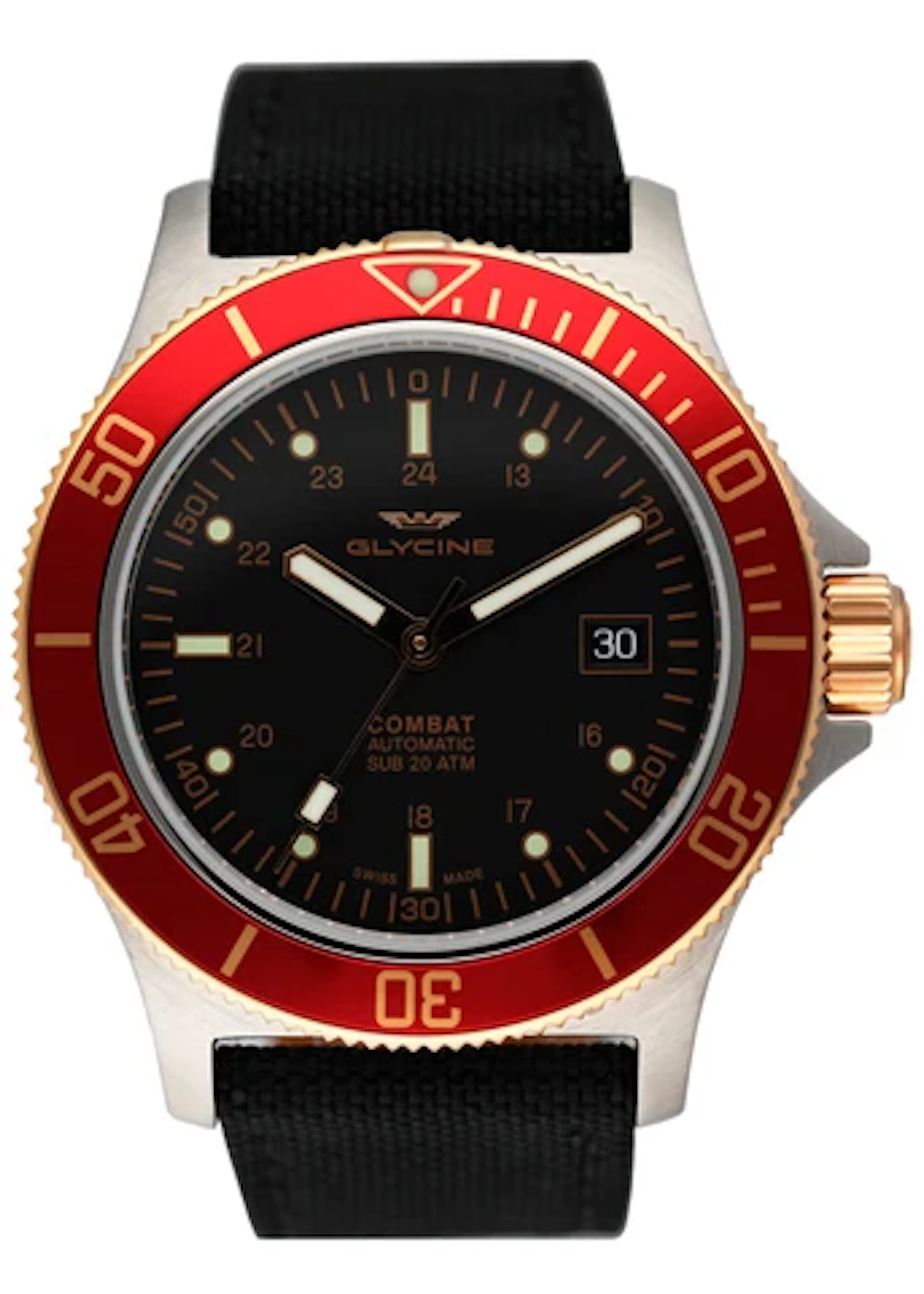 Glycine Combat Sub 3908 Black Dial Mens Watch Box & Papers