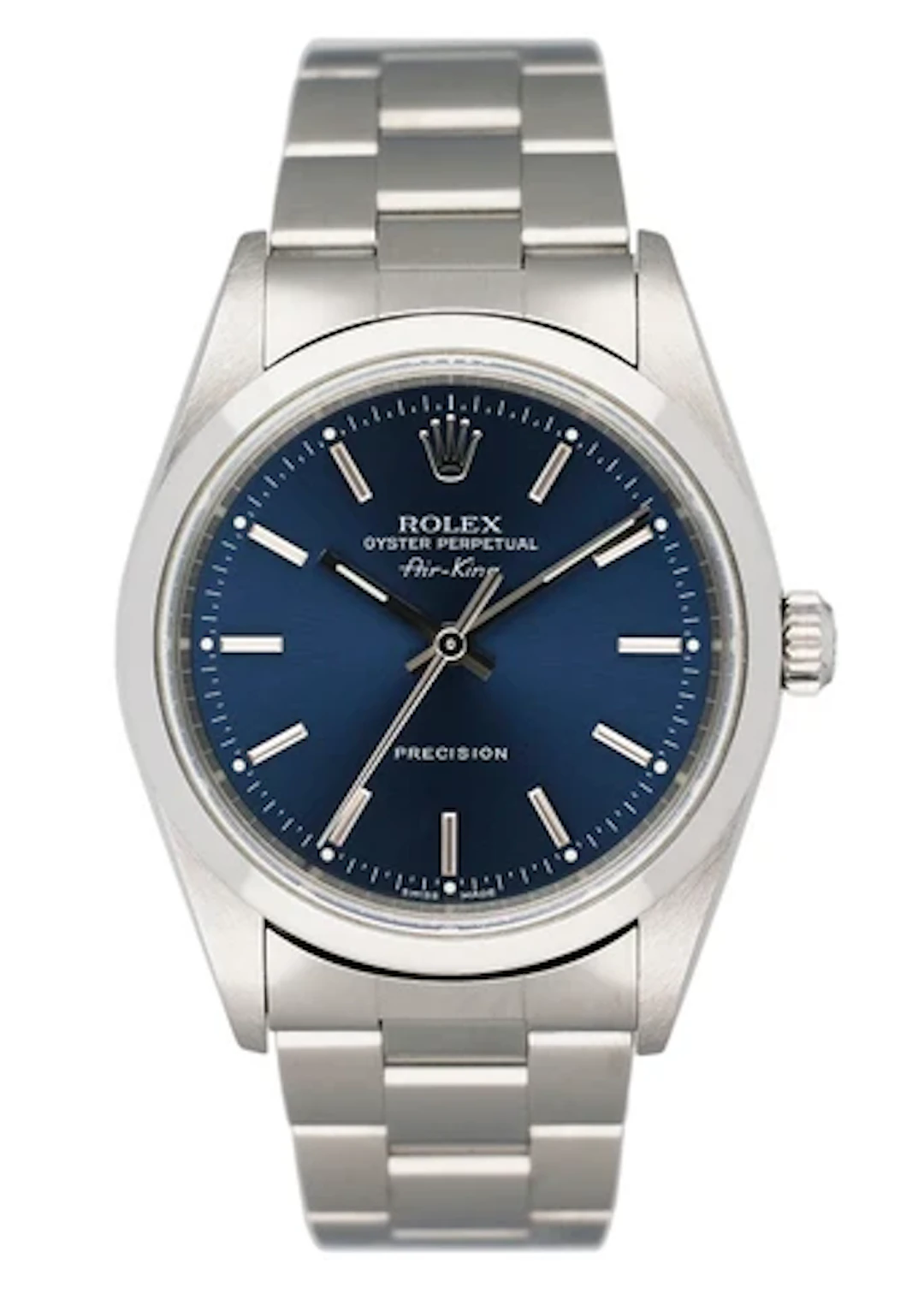 Rolex Air King 14000M Blue Dial Steel Mens Watch Box Papers