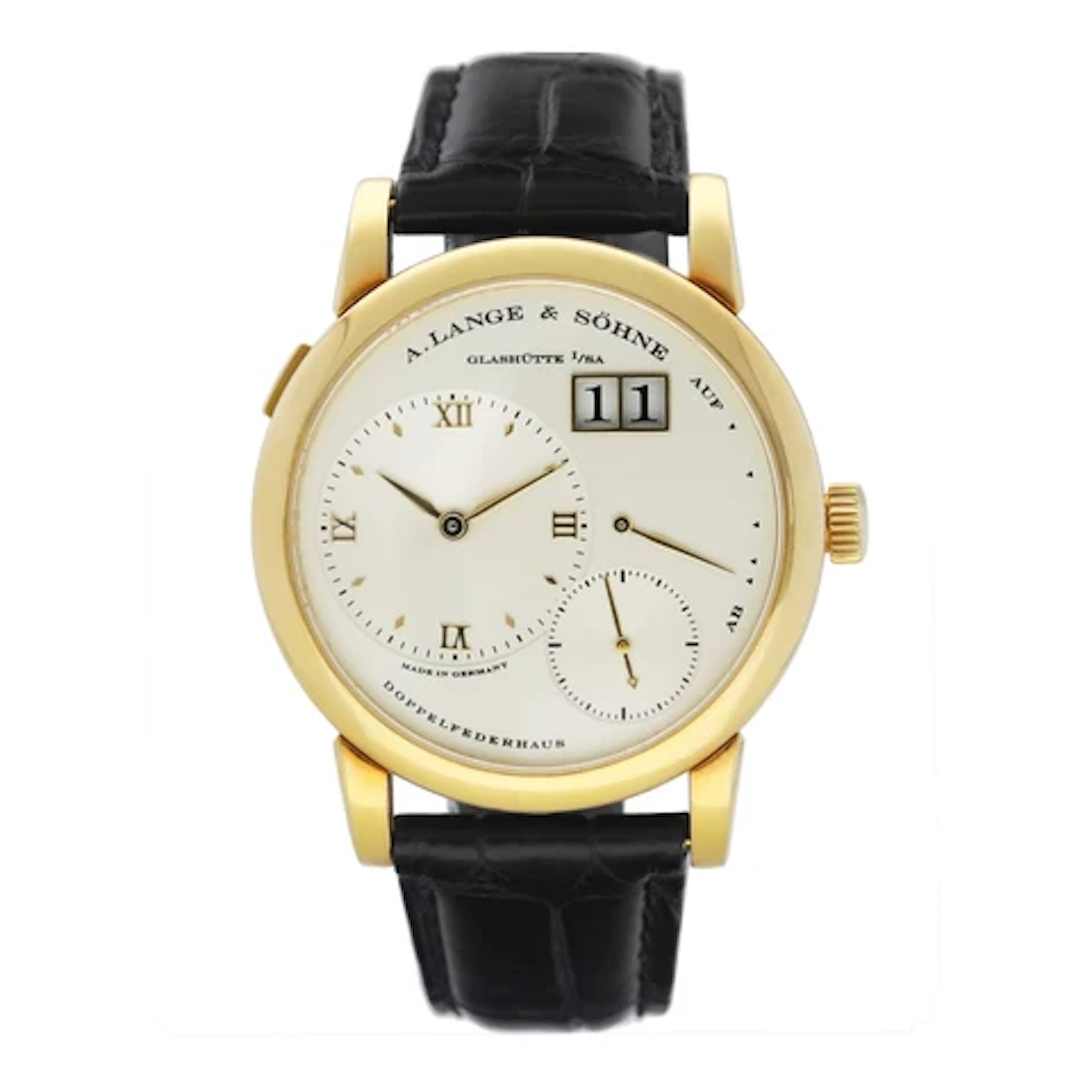 A. Lange & Sohne Lange 1 101.021 Silver Dial 18K Yellow Gold Mens Watch