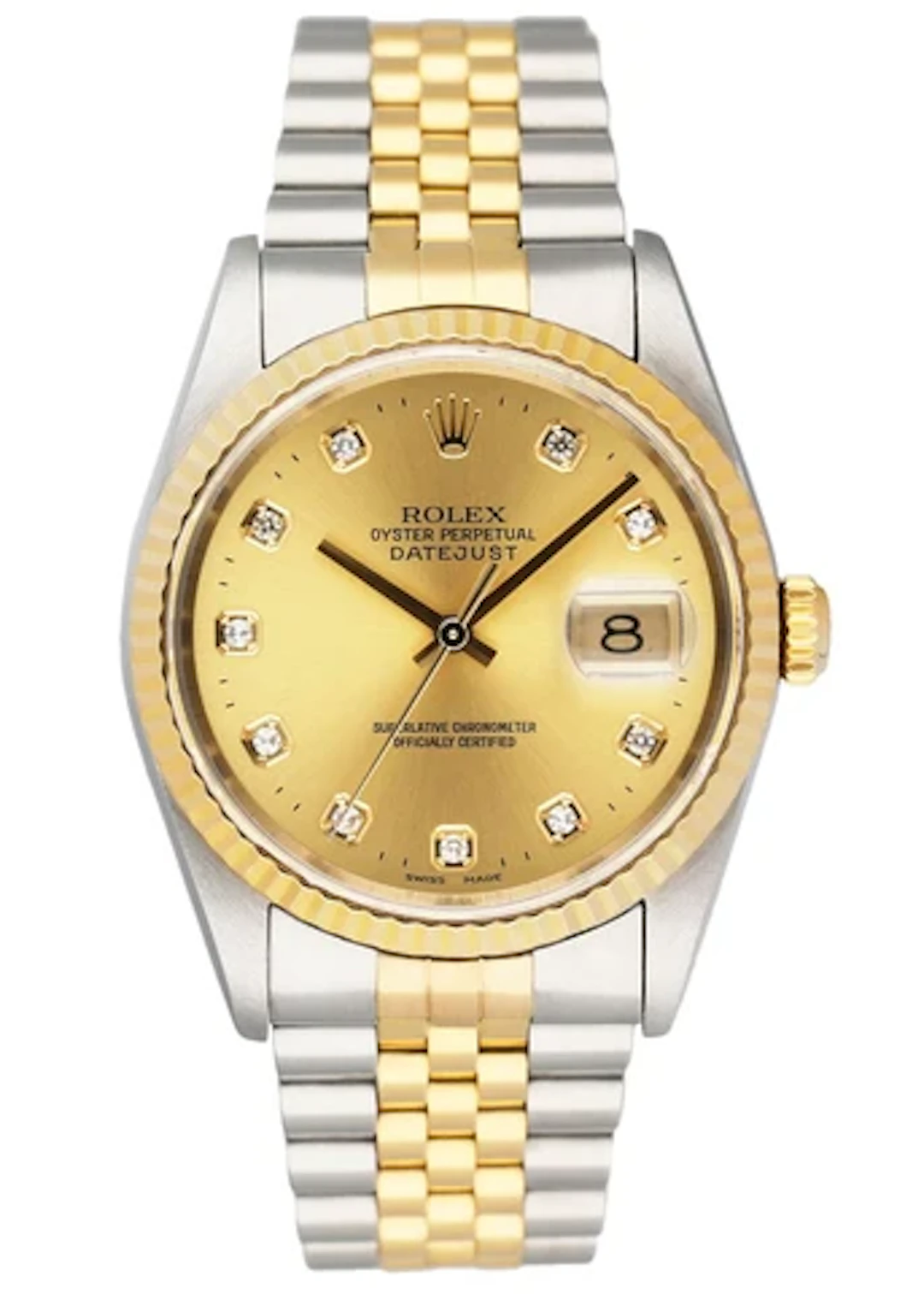 Rolex Datejust 16233 Diamond Champagne Dial Mens Watch