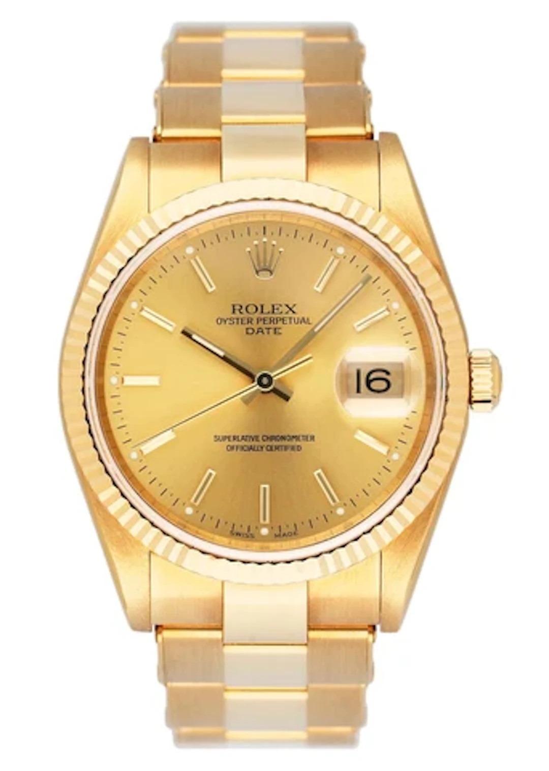Rolex Oyster Perpetual Date 15238 Champagne Dial Mens Watch