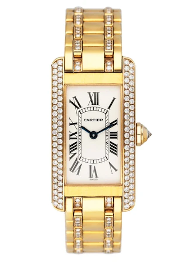 Cartier Tank Americaine WB7012JL Diamond Bezel Ladies Watch