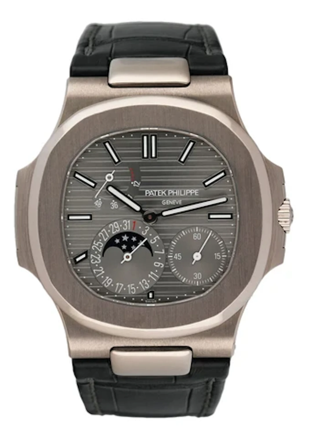 Patek Philippe Nautilus 5712G Moonphase 18K White Gold Mens Watch Box Papers