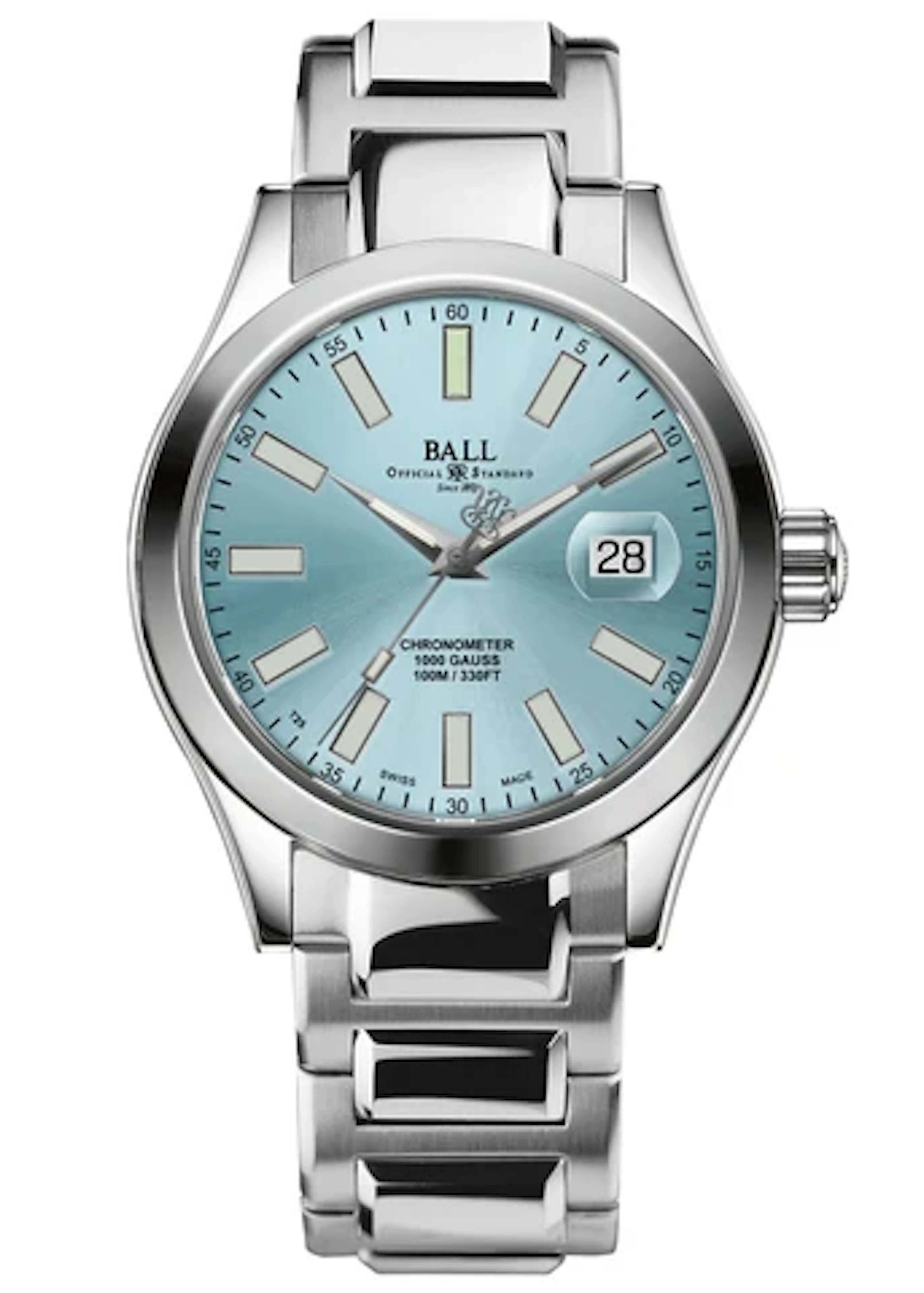 BALL Engineer III Marvelight Chronometer 40MM Ice Blue Dial Watch Box Papers