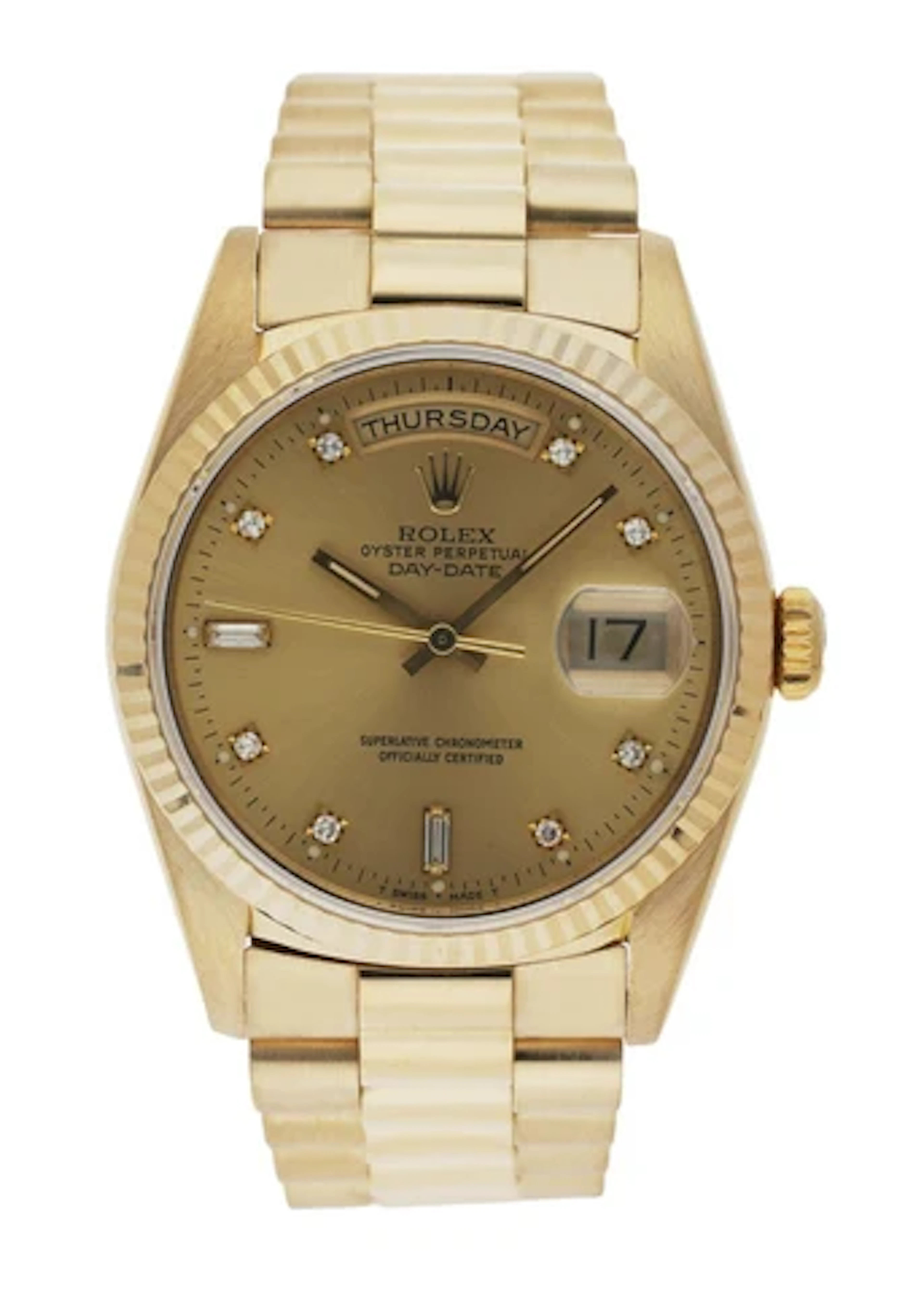 Rolex Day Date 18238 President Diamond Dial Men's Watch Box & Papers