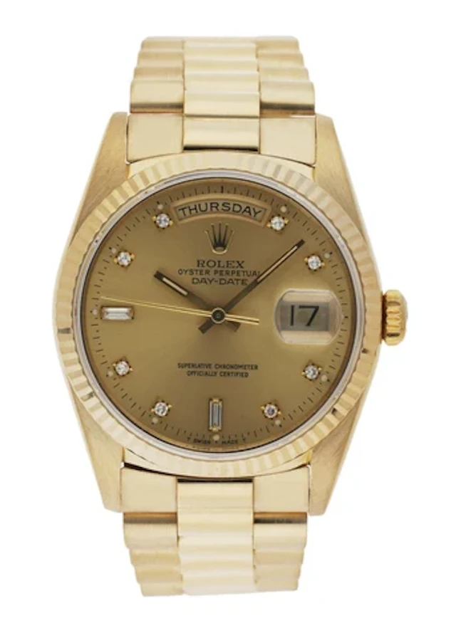 Rolex Day Date 18238 President Diamond Dial Men's Watch Box & Papers
