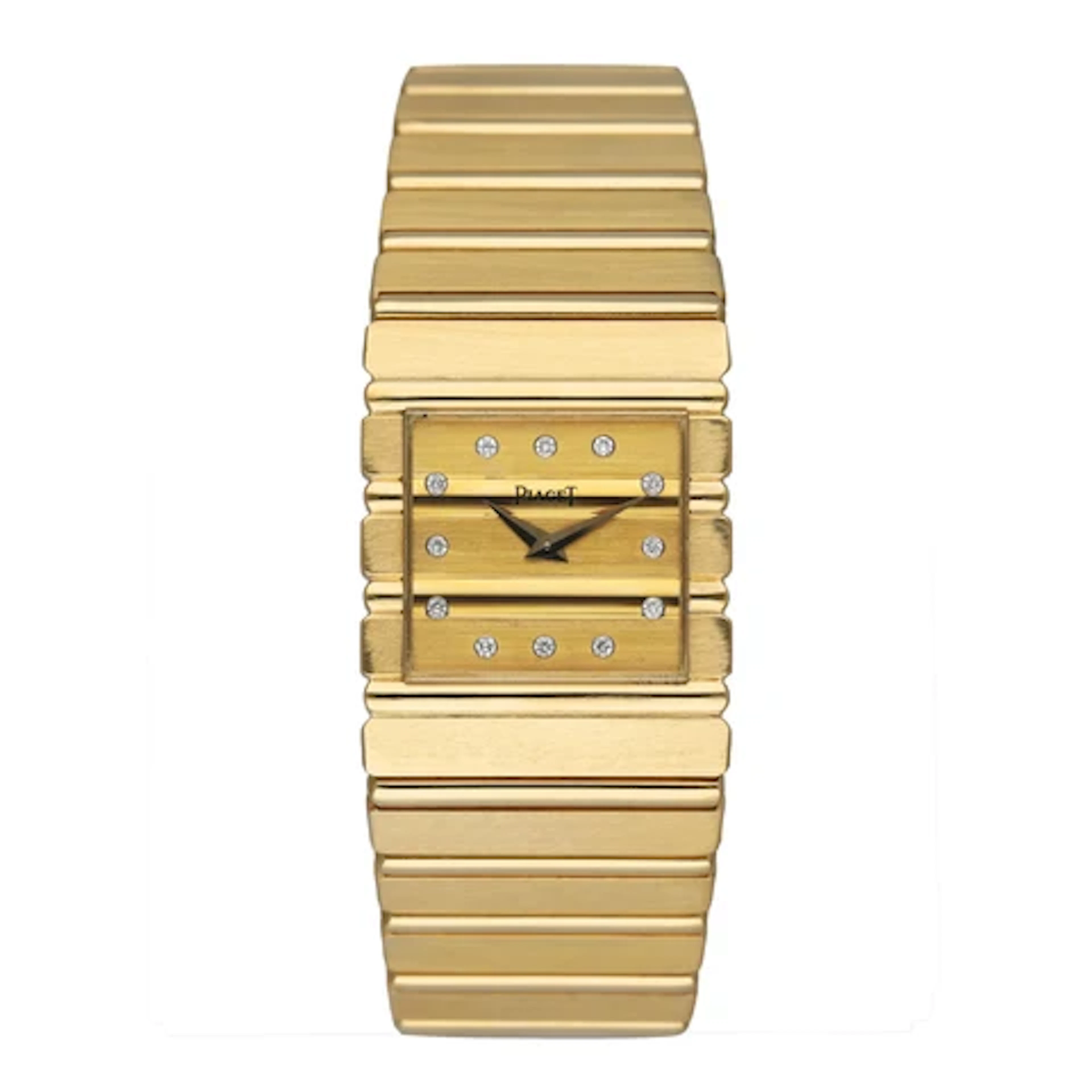 Piaget Polo Square 7131 C701 Diamond 18K Yellow Gold Mens Watch