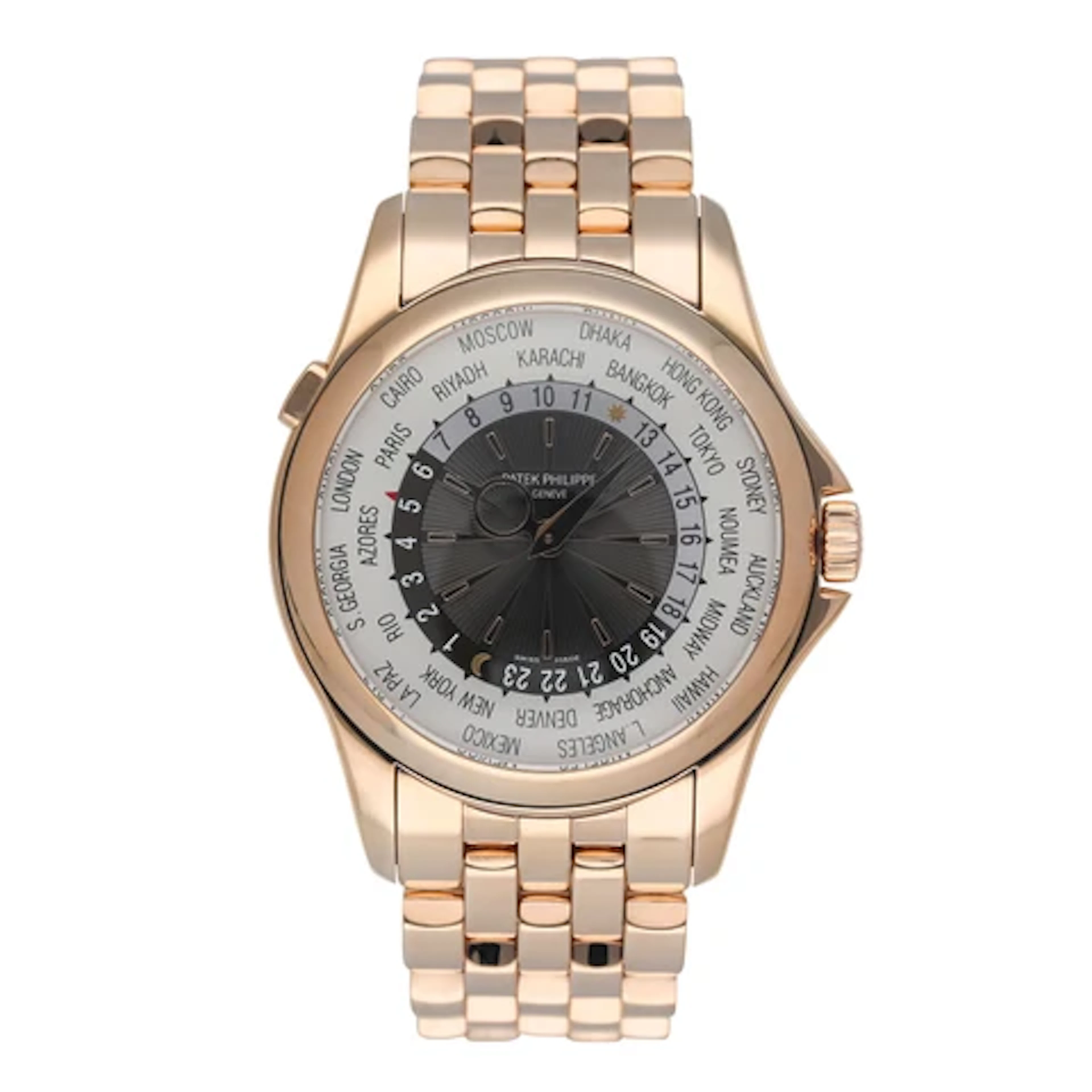 Patek Philippe World Time 5130/1R 18K Rose Gold Mens Watch Box Papers