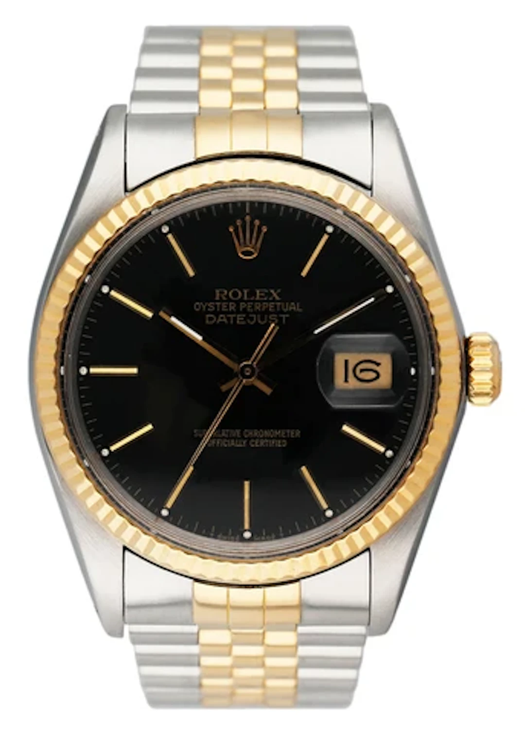Rolex Datejust 16013 Black Dial Mens Watch Box Papers