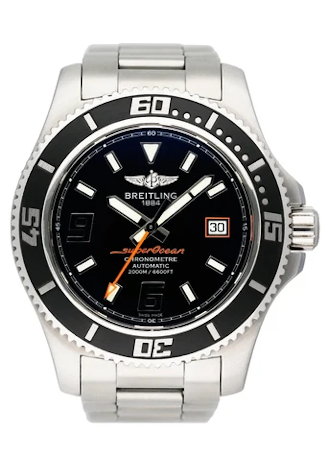 Breitling Superocean 44 A17391 Black Dial Steel Mens Watch Box Papers